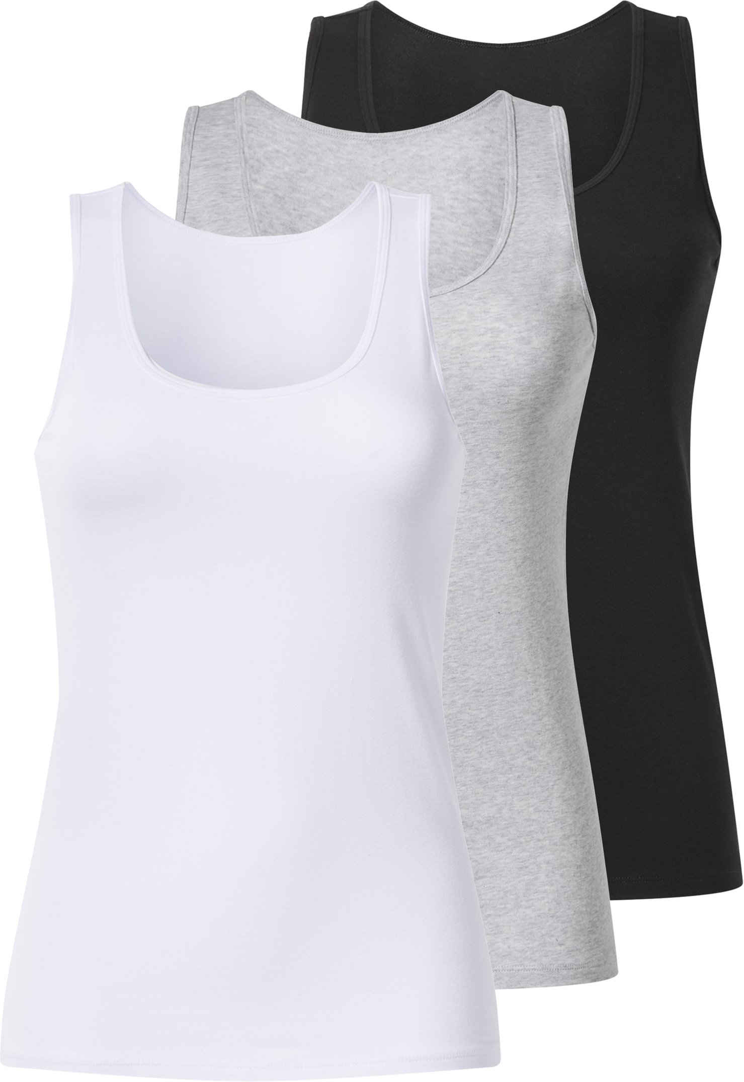 esmara® Damen Achselhemd 3er (schwarz/grau/weiß, M(40/42))