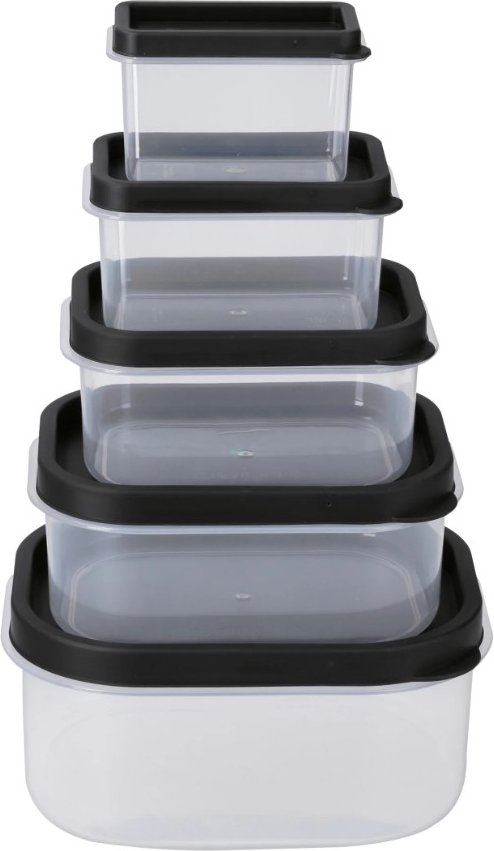 SILVERCREST® Frischhaltedosen-Set 5er (Rechteckig, Schwarz)