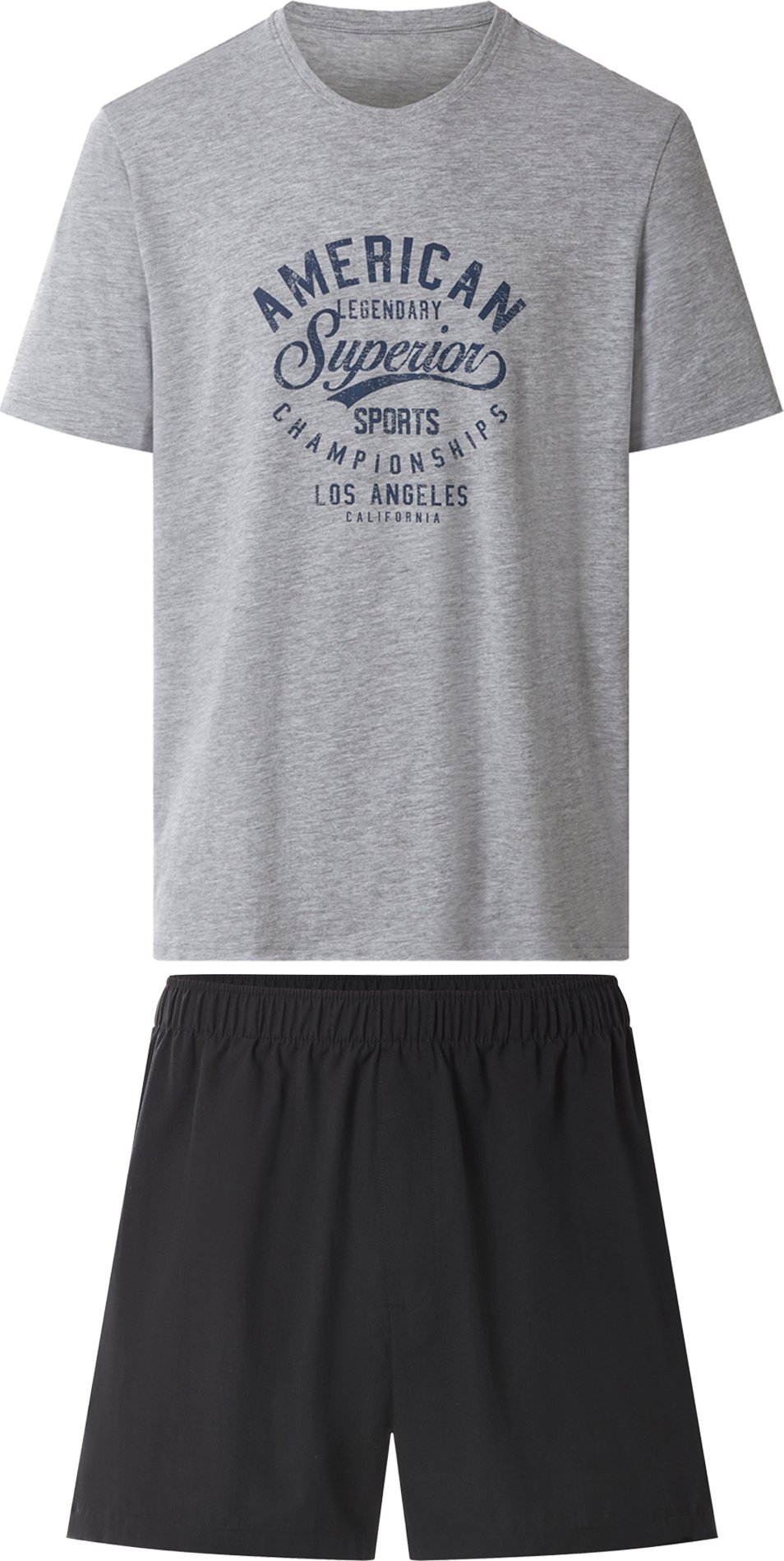 esmara Men Herren Shorty Pyjama (grau/schwarz, L(52/54))