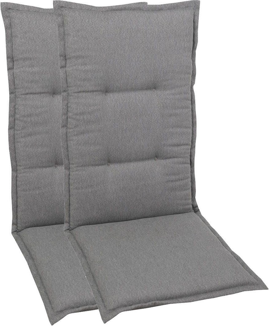 GO-DE Textil Gartenauflage Uni (2er Set Hochlehner, Grau)