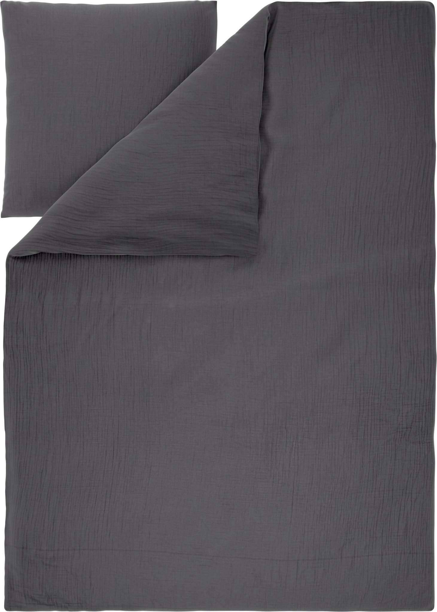 LIVARNO® Bettwäsche Musselin 155 x 220 cm (Dunkelgrau)