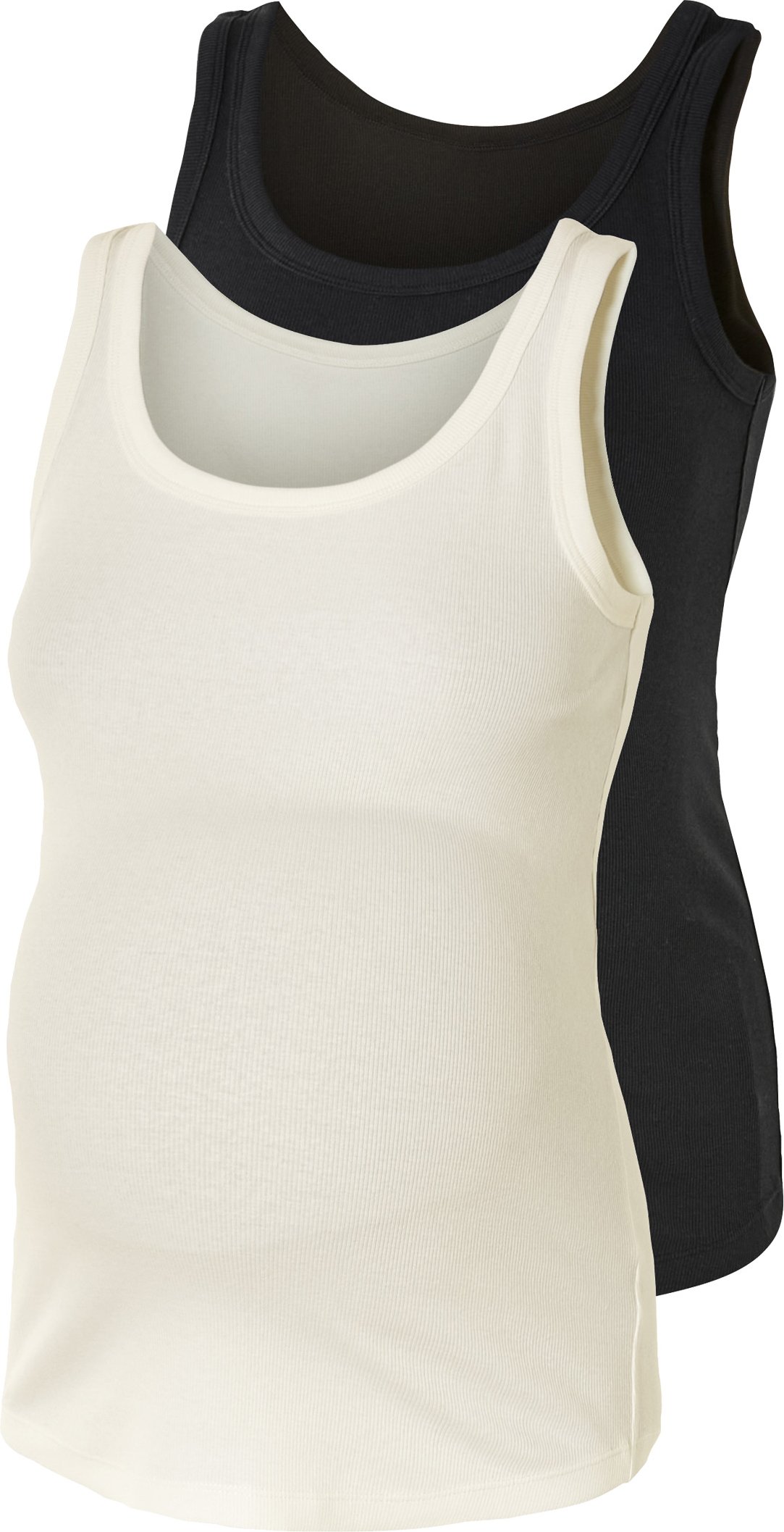 Thumbnail - esmara® Damen Top Rippe 2er Umstand (Schwarz/weiß, XL(48/50))