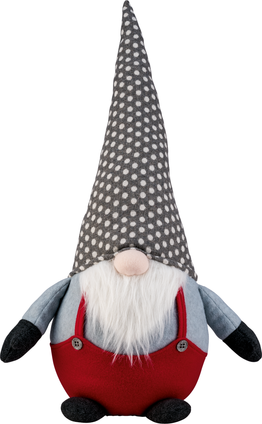 LIVARNO home Deko-Wichtel XXL (graue Zipfelmütze/weiße Punkte)