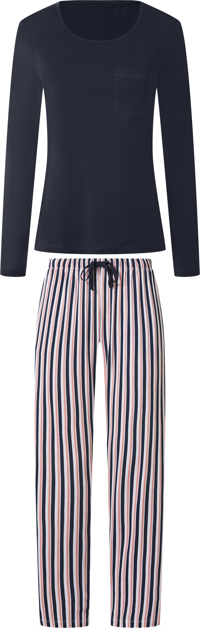 esmara® Damen Pyjama lang (navy, XS(32/34))