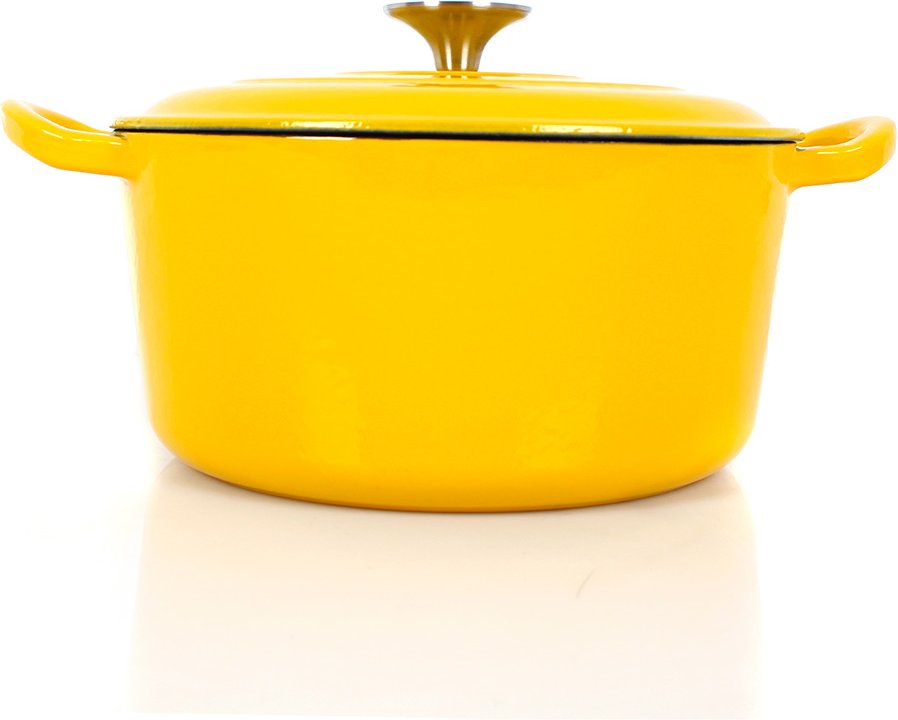 ECHTWERK Gusseisen Koch‐ Schmortopf mit Deckel (Gelb)