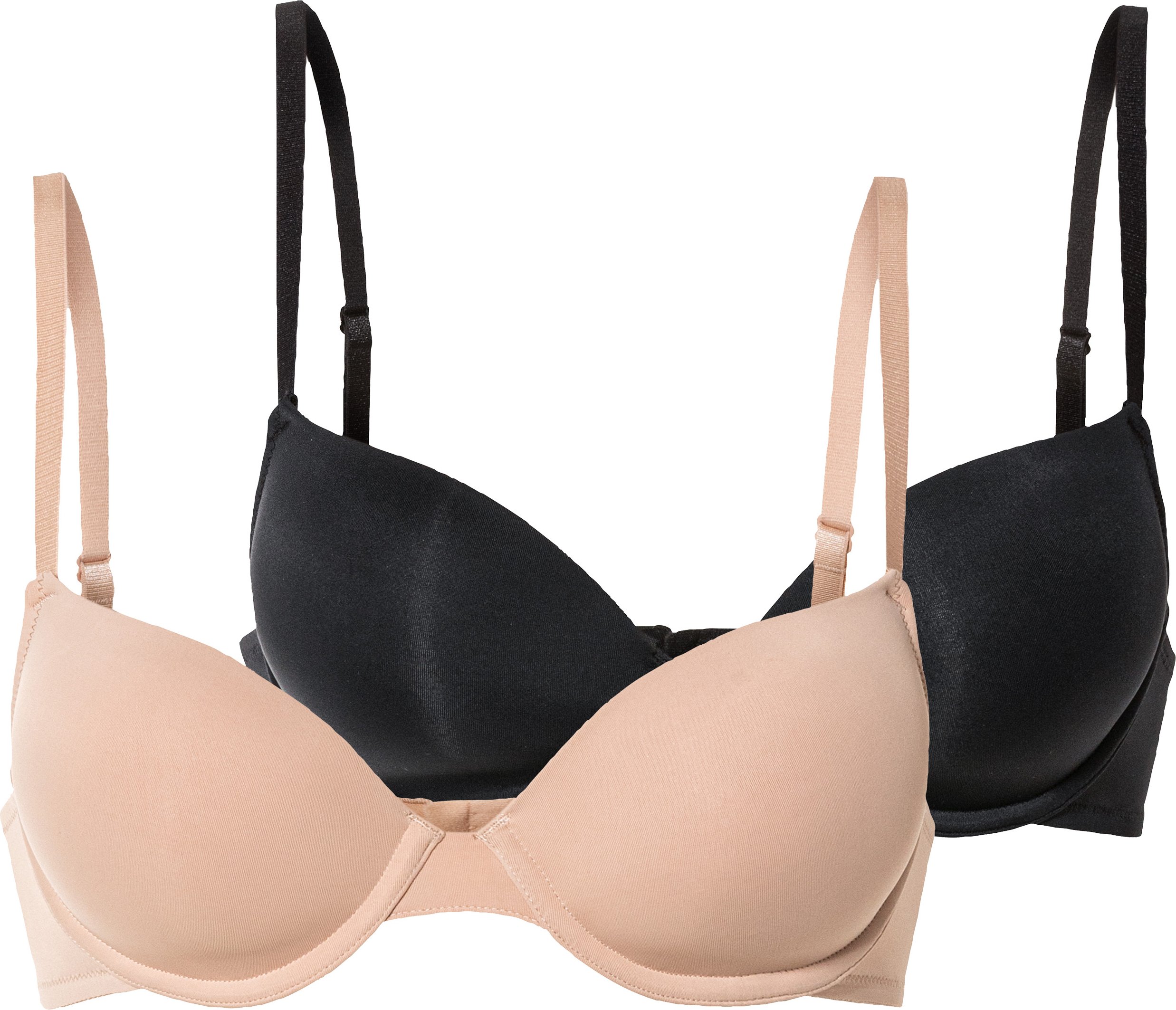 esmara® Damen Bügel BHs 2er Set (85C, schwarz/beige)