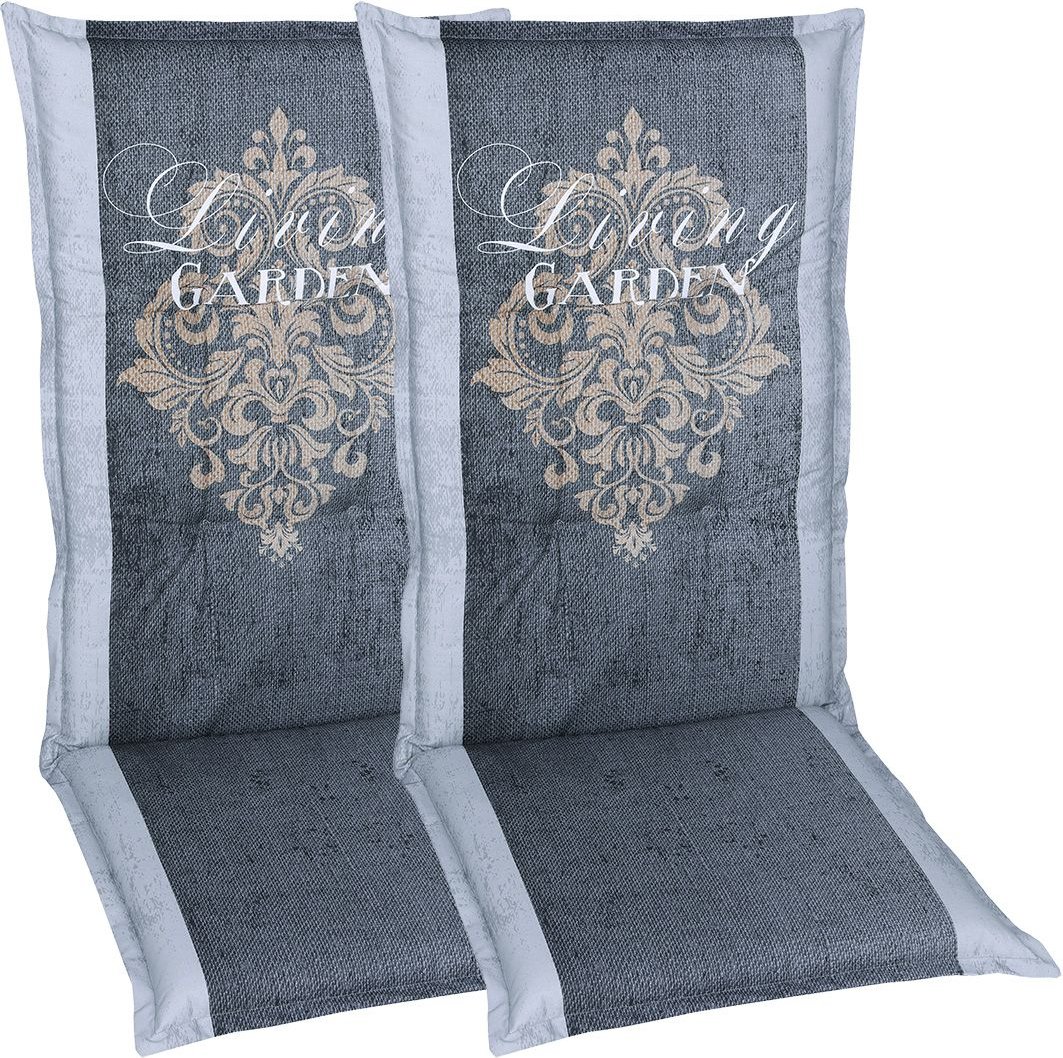 GO-DE Textil Gartenauflage Living Garden (2er Set Mittellehner, Grau)