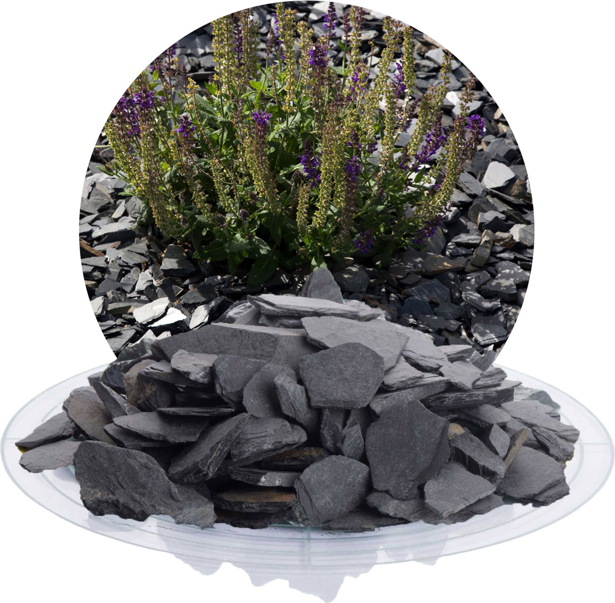 Schicker Mineral Schiefer Ziersplitt (20-40 mm, 25 kg, Schwarz)