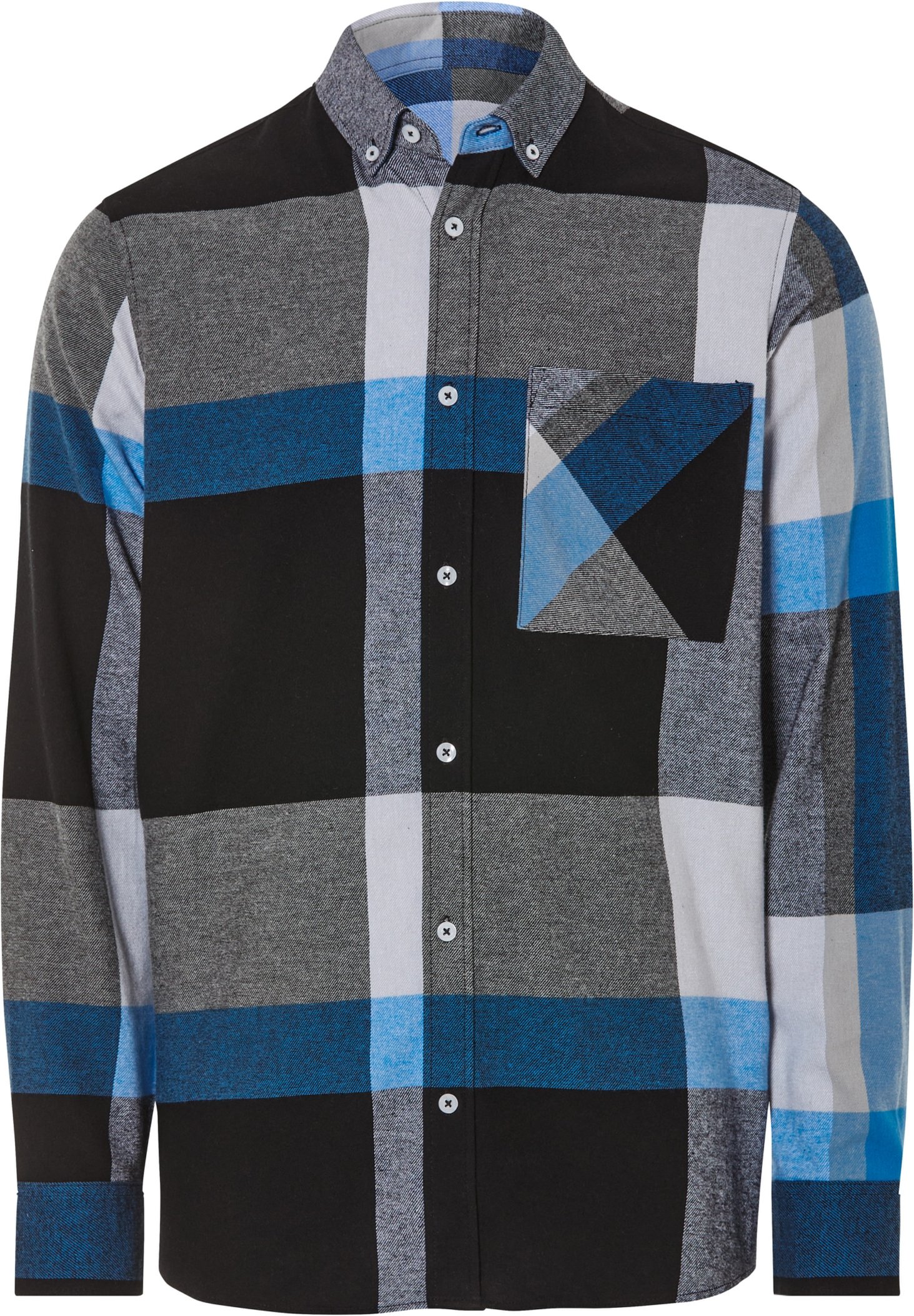 LIVERGY® Herren Freizeithemd Flanell (M(39/40), schwarz/weiß/blau)