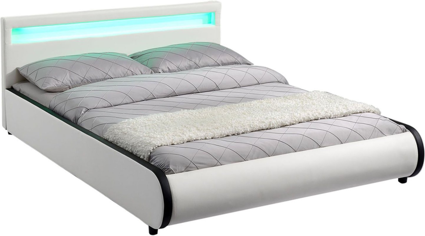 Juskys Polsterbett Sevilla (Weiß, 140x200cm)