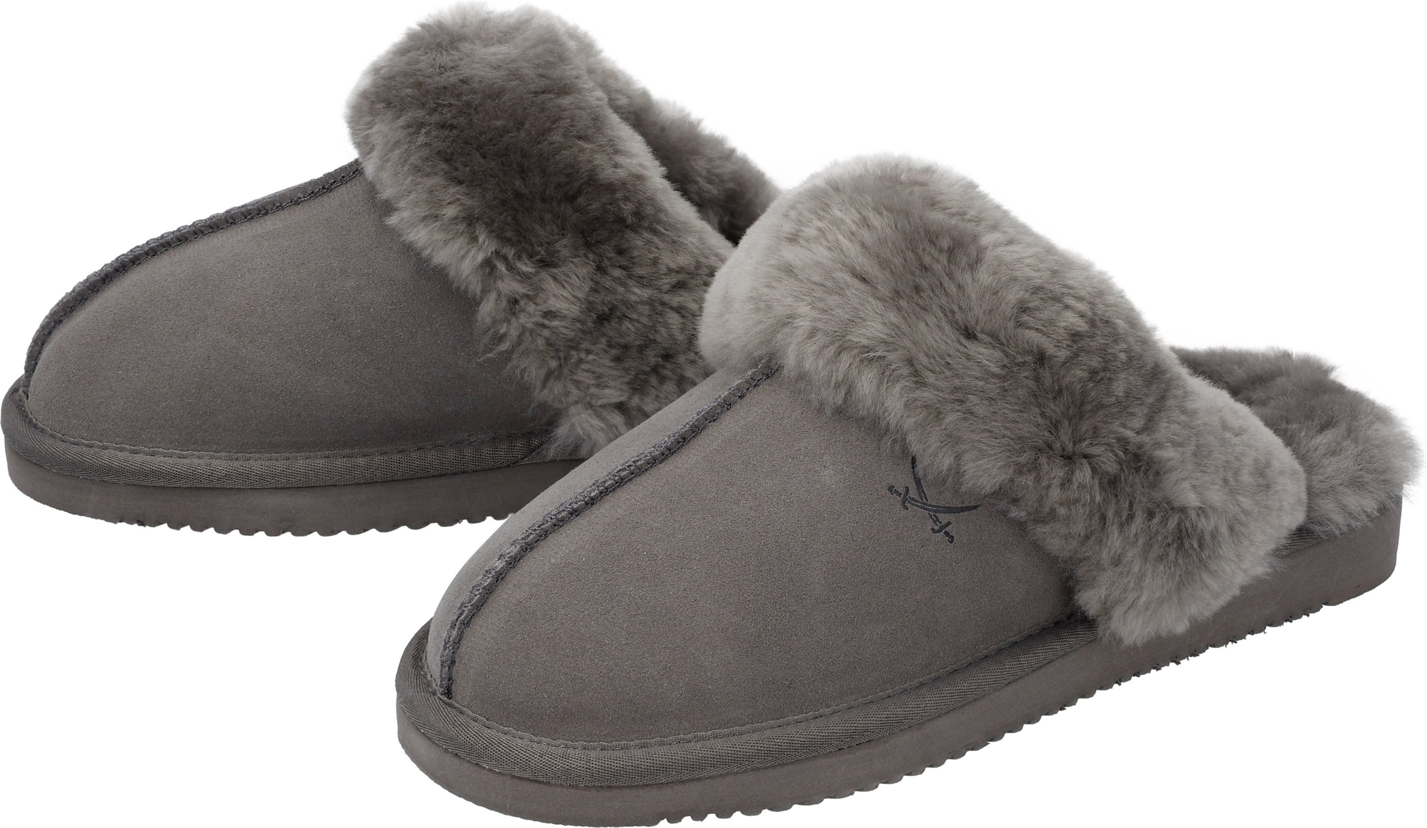 Damen Hausschuh Lammfell (Grau, 37)