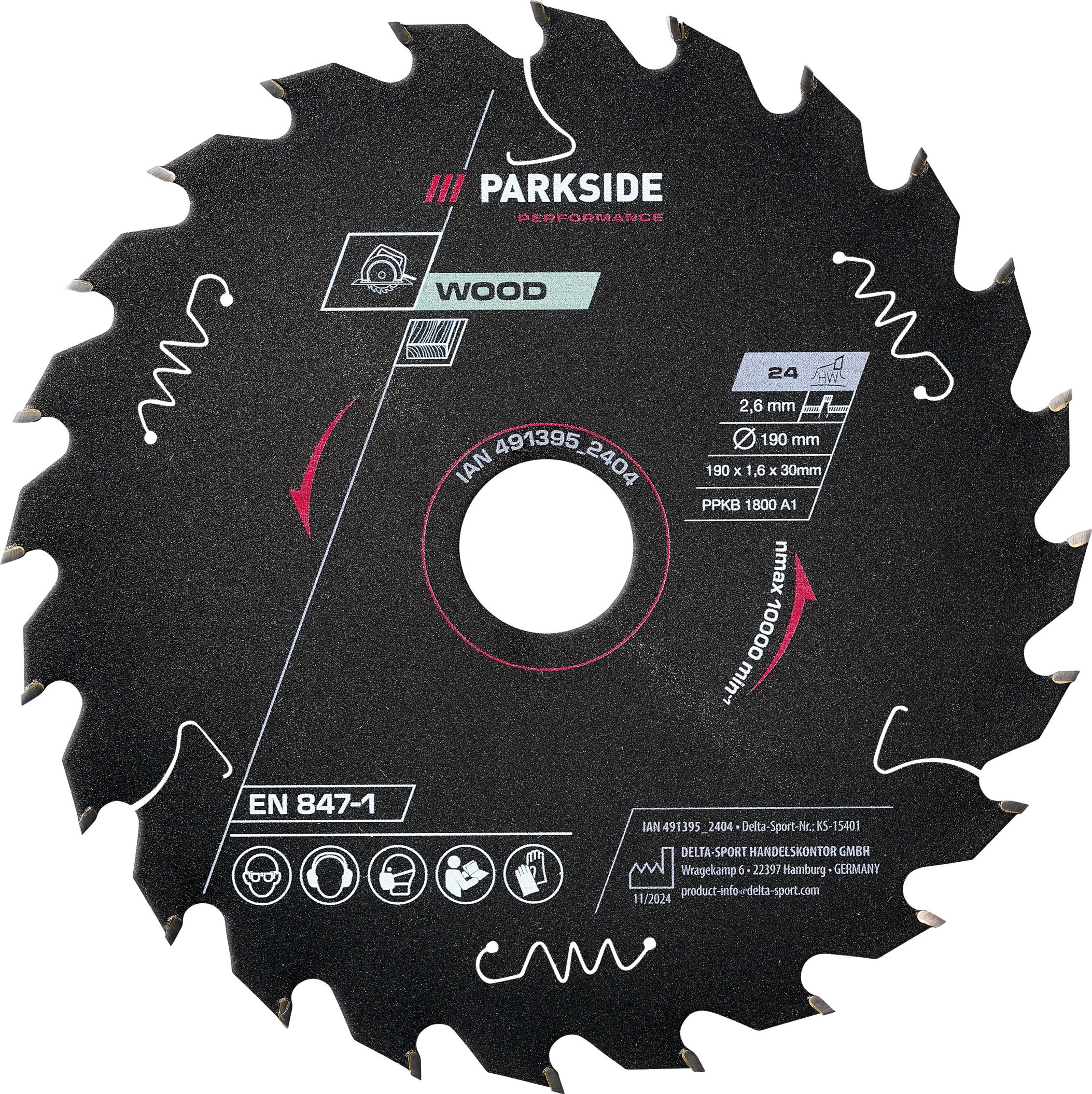 PARKSIDE PERFORMANCE® Kreissägeblätter 190 mm Holz/Multi (Holz, 24 Zähne)