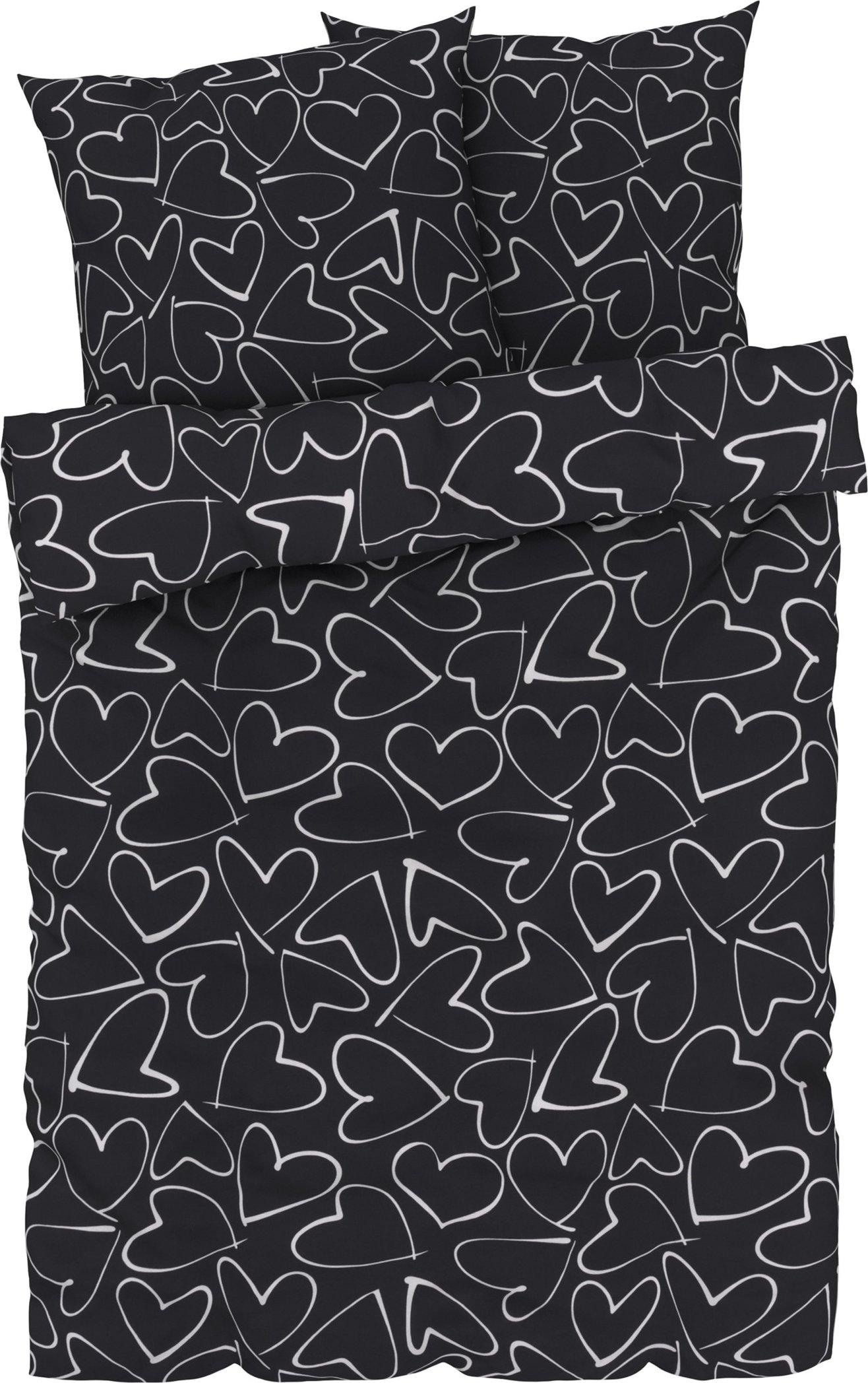 LIVARNO home Bettwäsche Edel-Renforcé 200cm x 220cm (Herzen)