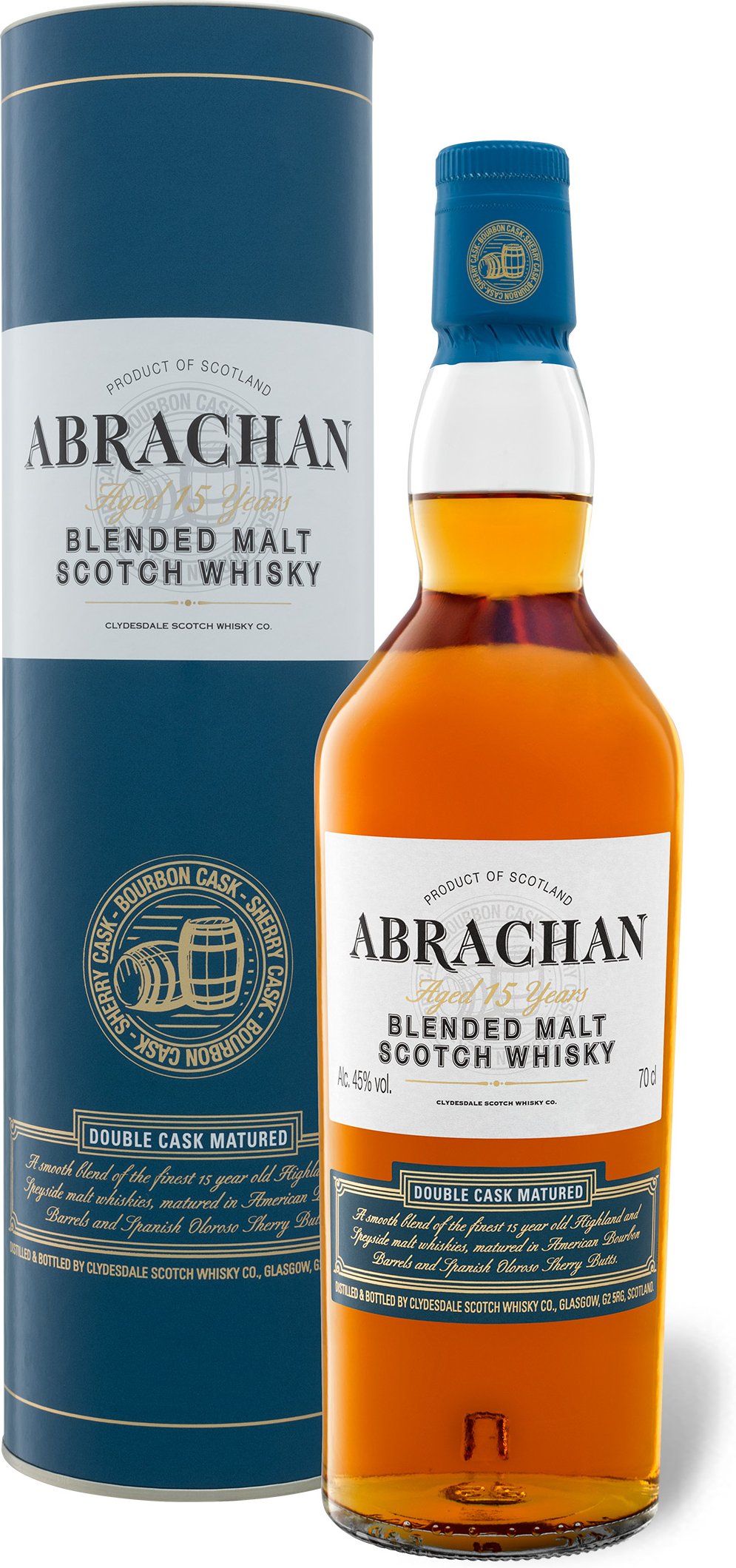 Abrachan Double Cask Matured Blended Malt Scotch Whisky 15 Jahre mit Geschenkbox 45% Vol