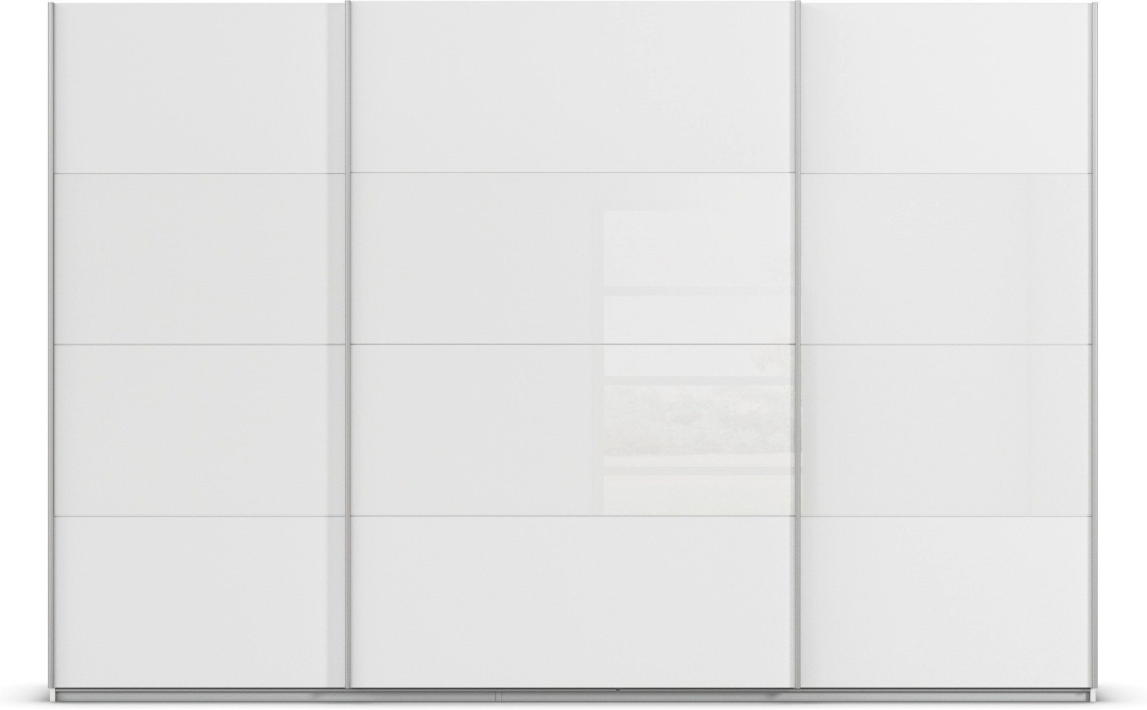 rauch ORANGE Quadra Schwebetürenschrank mit Glaselementen (Basic-Zubehör, Korpus:Weiß, Glas:Weiß, 315 x 210 cm)