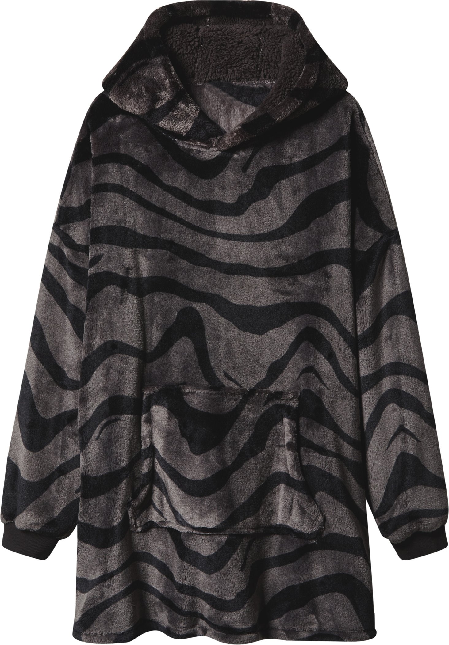 Damen Herren Pullover Oversize Plüsch (grau/schwarz, S/M)