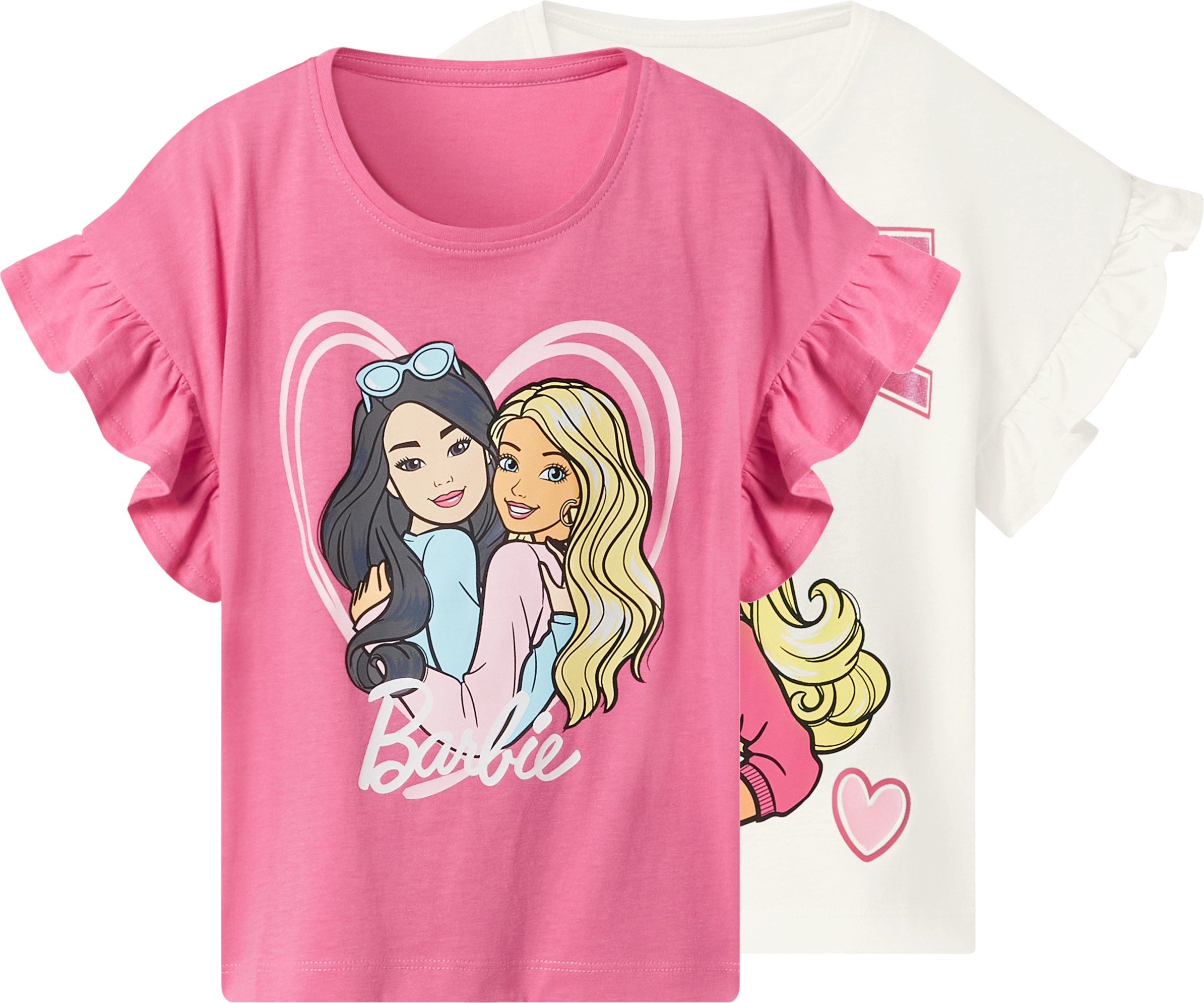 Kleinkinder T-Shirt, 2er Set (Barbie/weiß/pink, 98/104)
