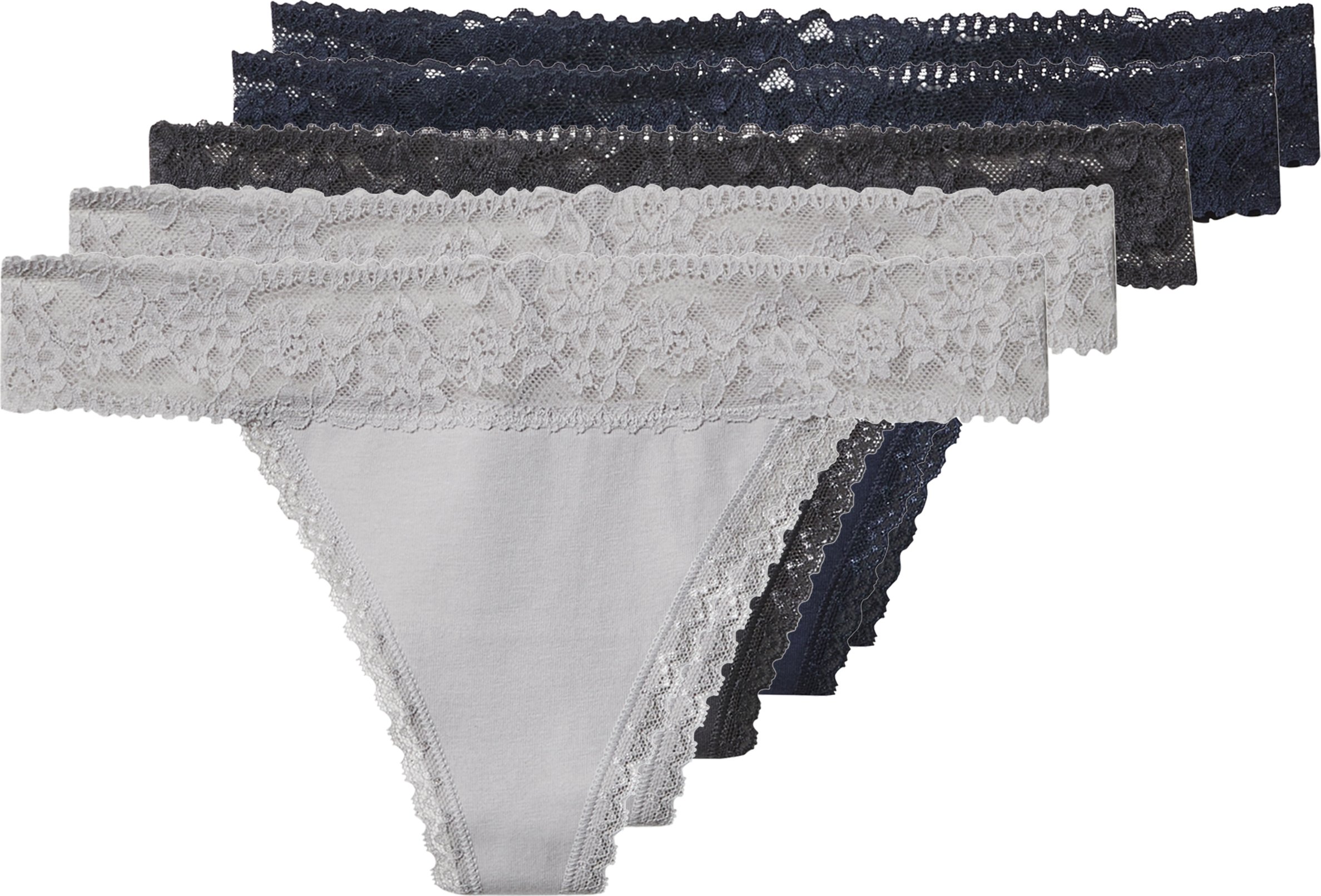 Thumbnail - esmara® Damen String, 5 Stück (navy/grau, L(44/46))