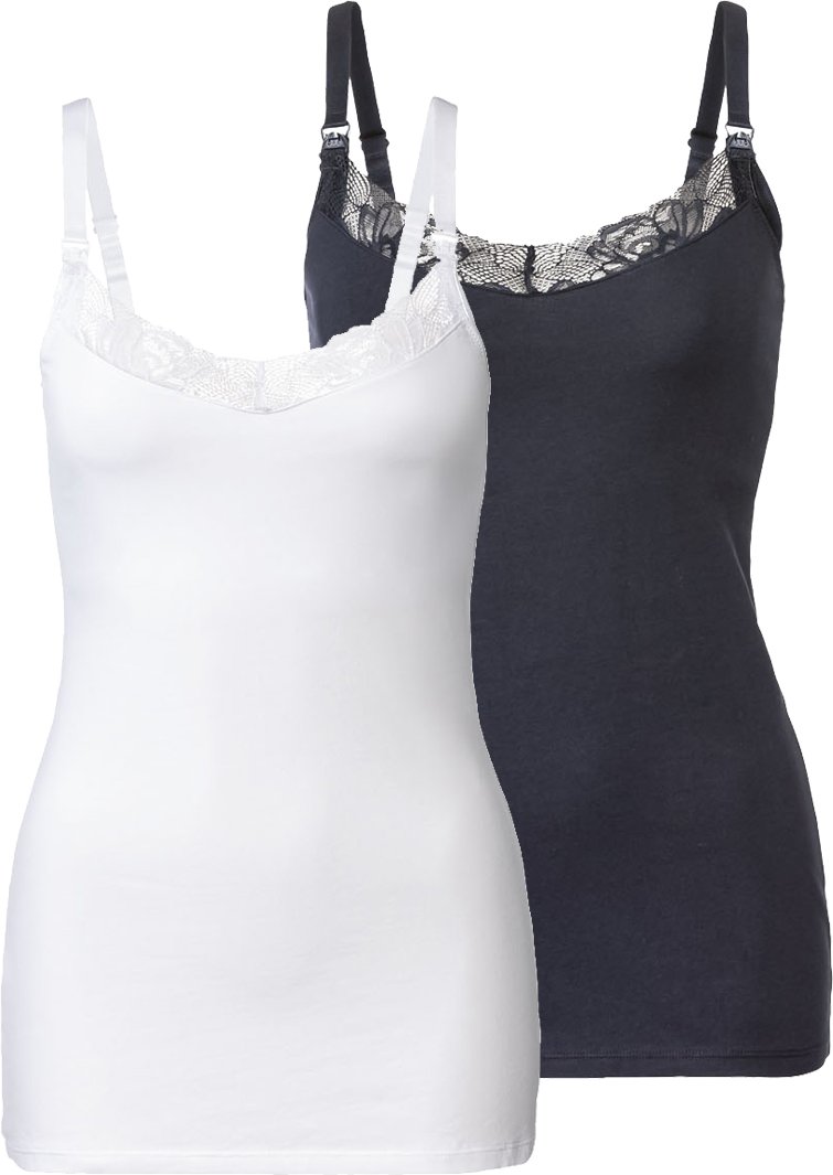 esmara® Damen Still Tops 2er (marine/weiß, XS(32/34))