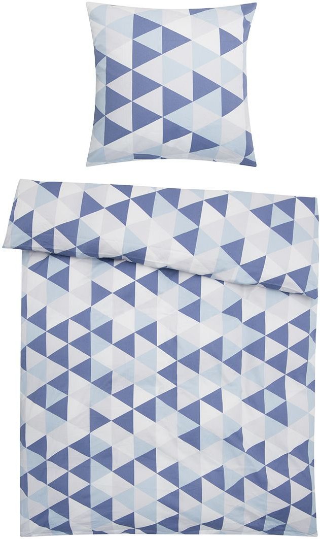 Dobnig Mako-Satin Bettwäsche Dreiecke marine 135 x 200 cm (135 X 200 CM)