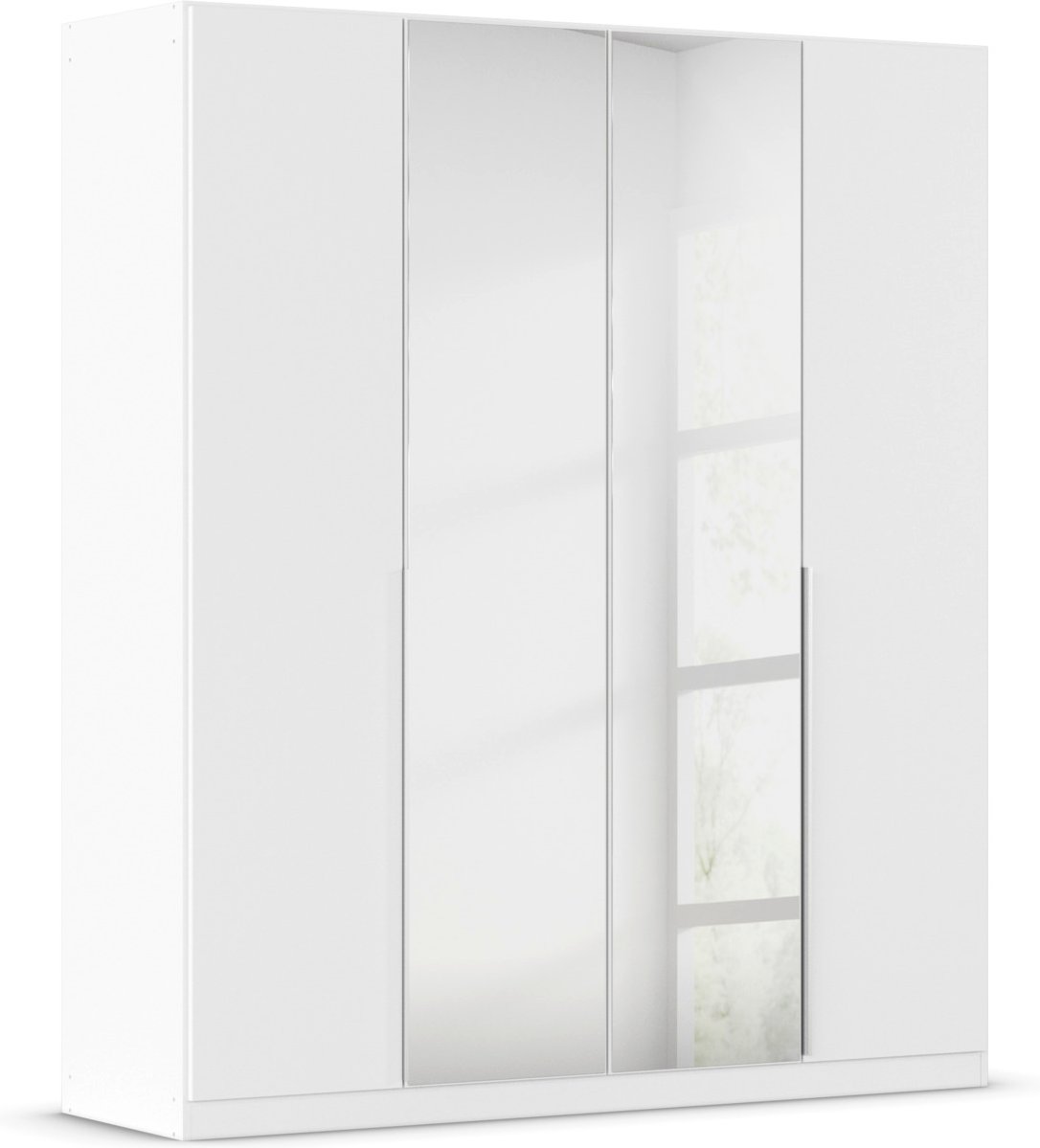 rauch ORANGE Drehtürenschrank Alabama mit Spiegel (Premium-Zubehör, Weiß, Griffe Alufarben, 181 x 210 cm)