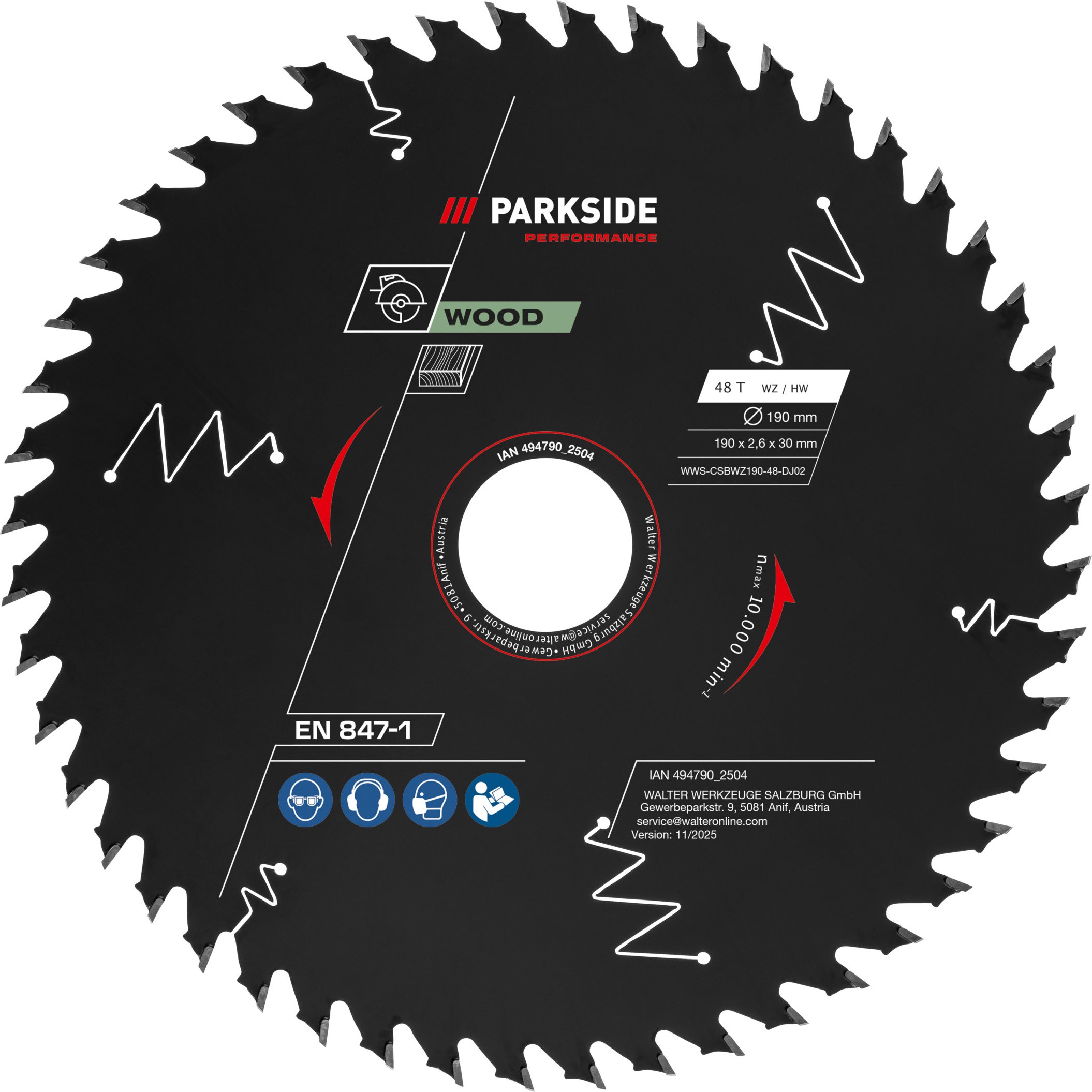 PARKSIDE PERFORMANCE® Kreissägeblätter 190 mm Holz/Multi (Holz 48 Zähne)