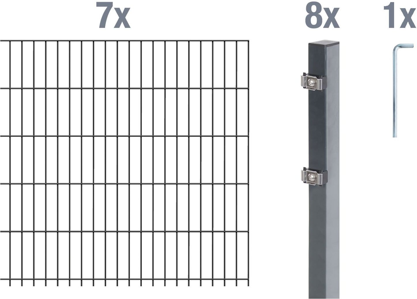 ALBERTS Doppelstabmattenzaun-Grundset (Anthrazit, Zaunl. 14 m, Mattenh. 1200mm)
