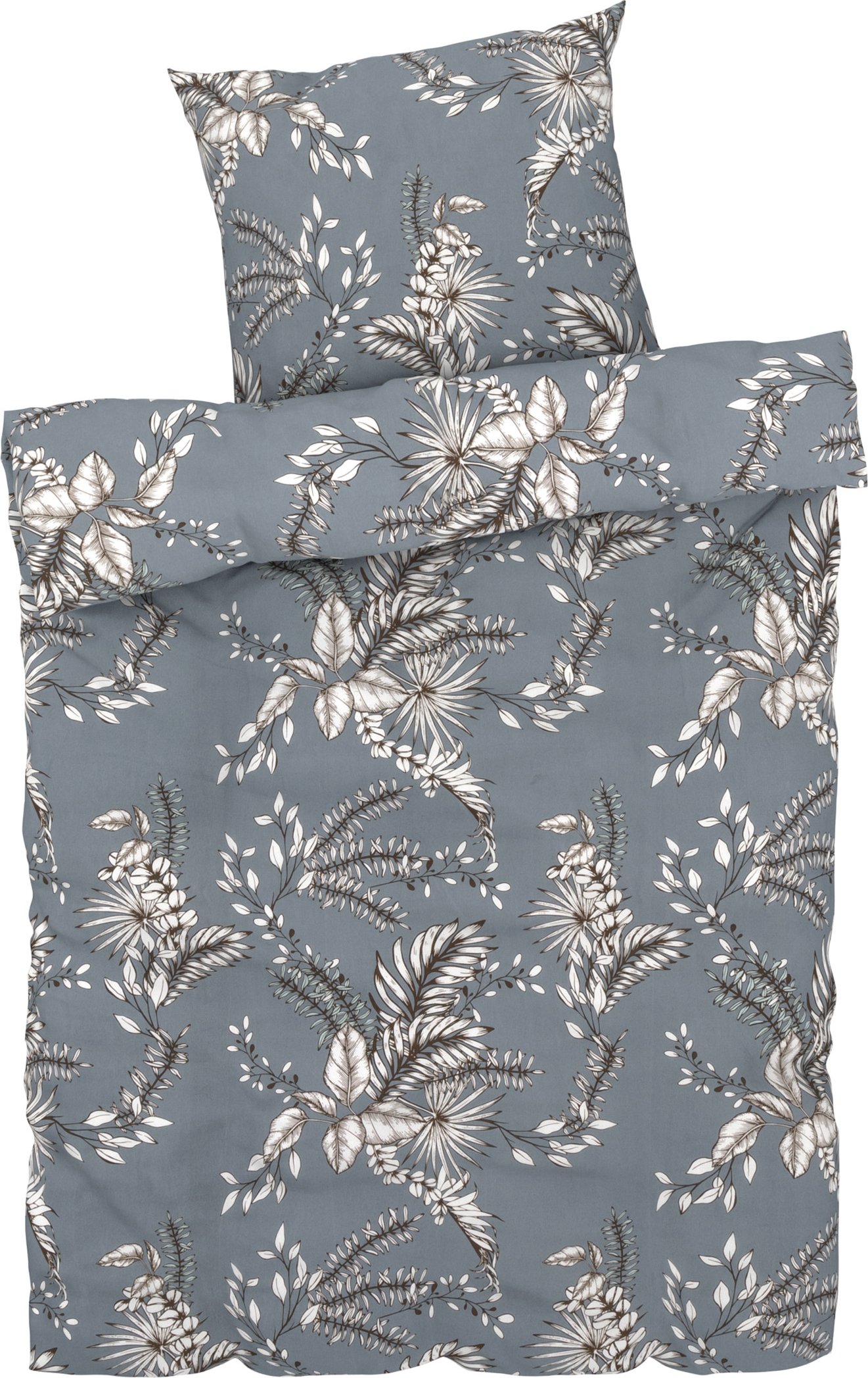 LIVARNO home Bettwäsche CVC Renforcé, 135 x 200 cm (Achtung LV OSDE) (Blumen/blau)