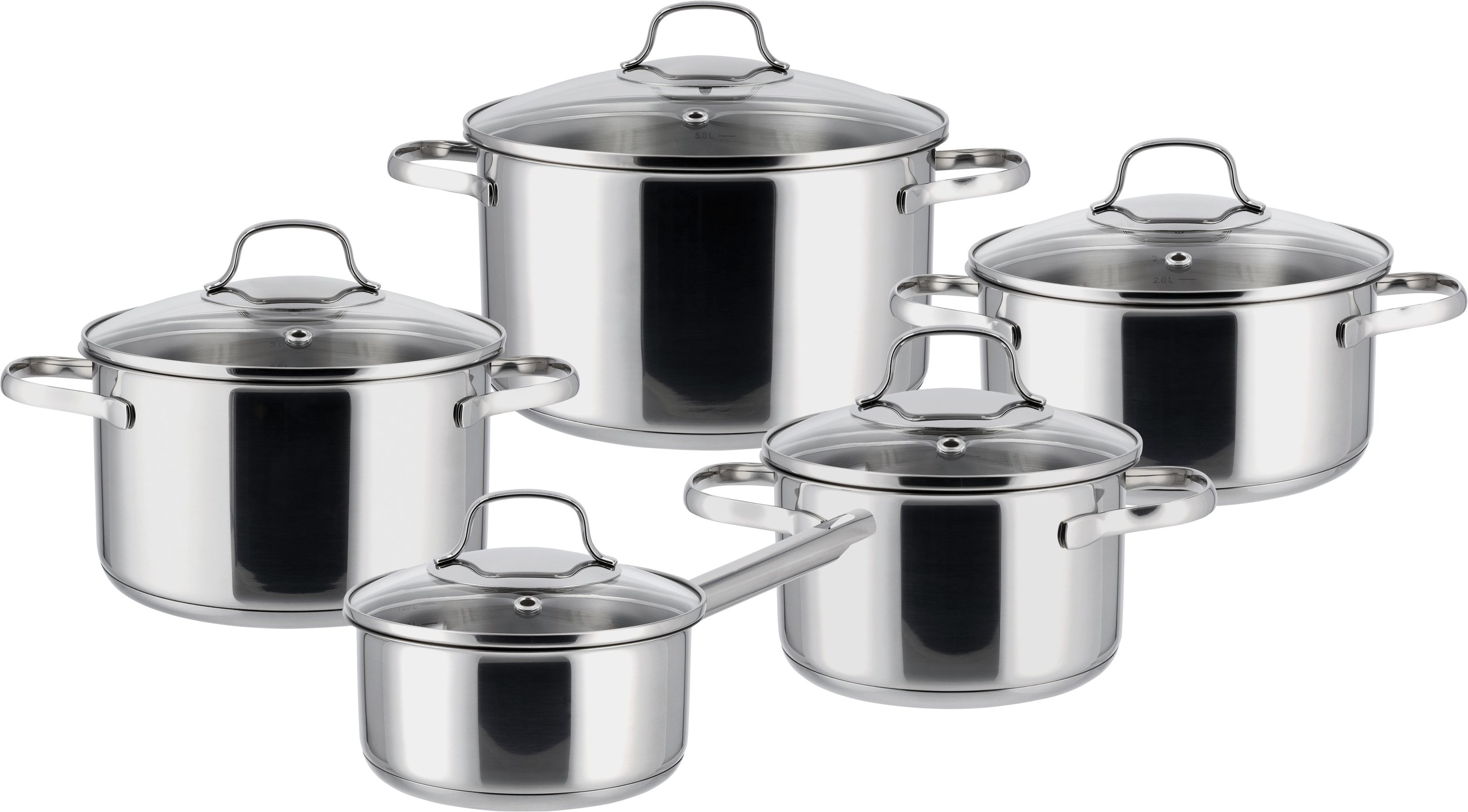 SILVERCREST® Premium-Topf-Set 5-teilig (Glasdeckel)