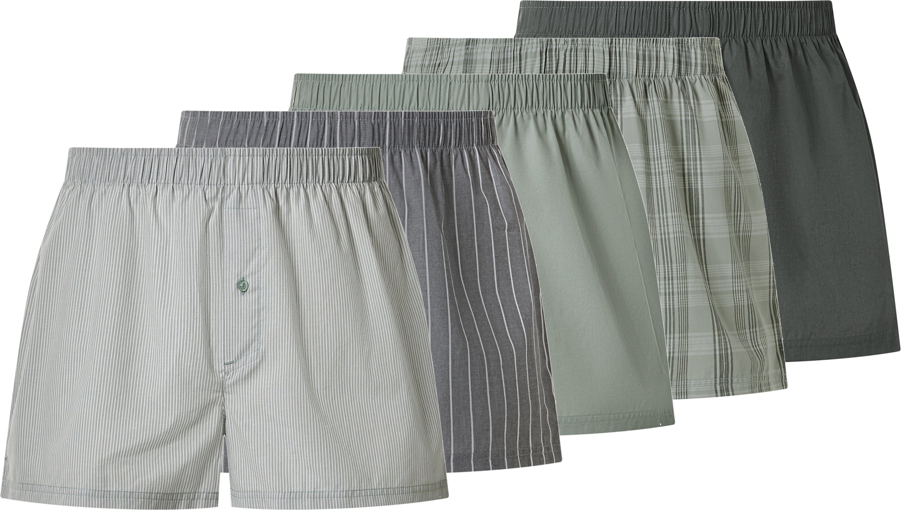 Thumbnail - esmara Men Herren Webboxer, 5 Stück (Grau/Grün, 6/L)