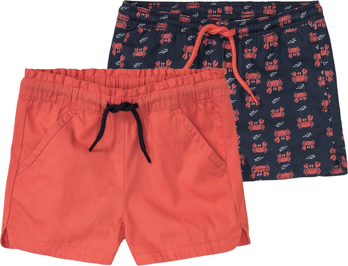 Thumbnail - lupilu® Kleinkinder Shorts, 2 Stück (98/104, marine/koralle)