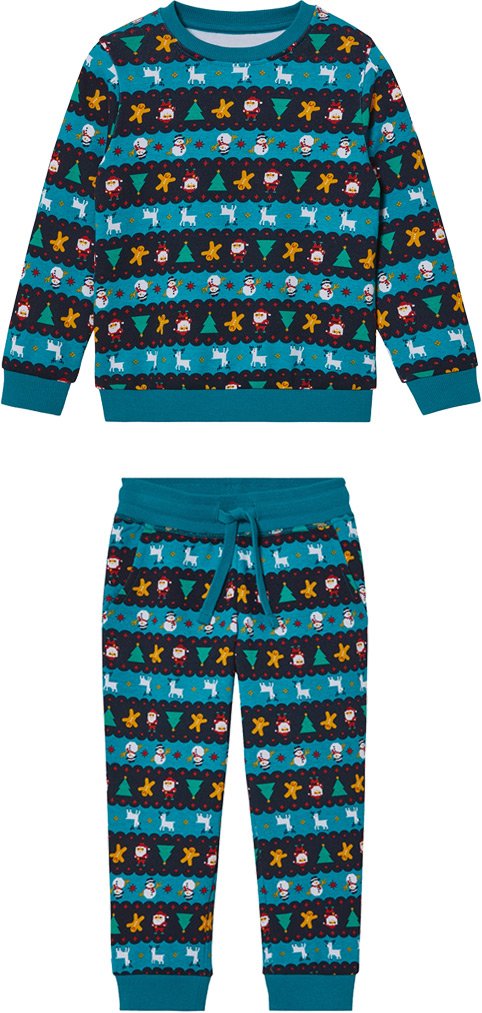 Thumbnail - lupilu® Kleinkinder Jungen Sweatanzug 2tlg. Weihnachten (Gemustert/grün, 110/116)