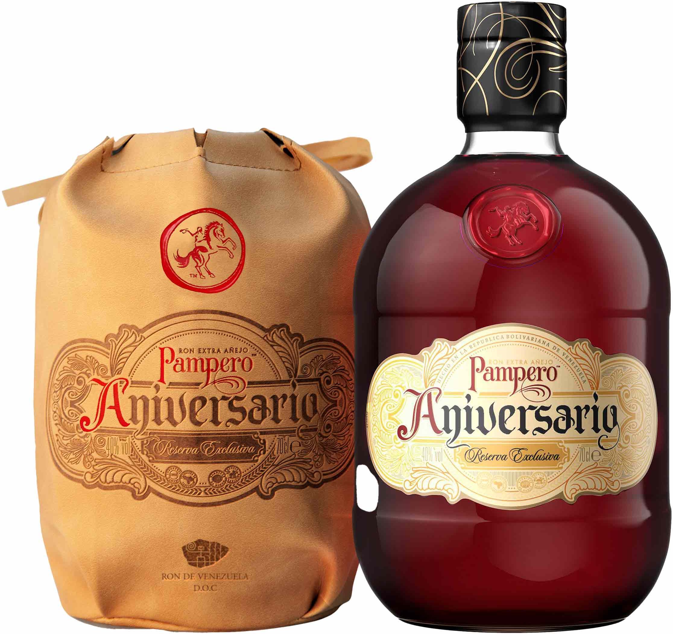 PAMPERO Aniversario Reserva Exclusiva Añejo Rum in Ledertasche 40% Vol