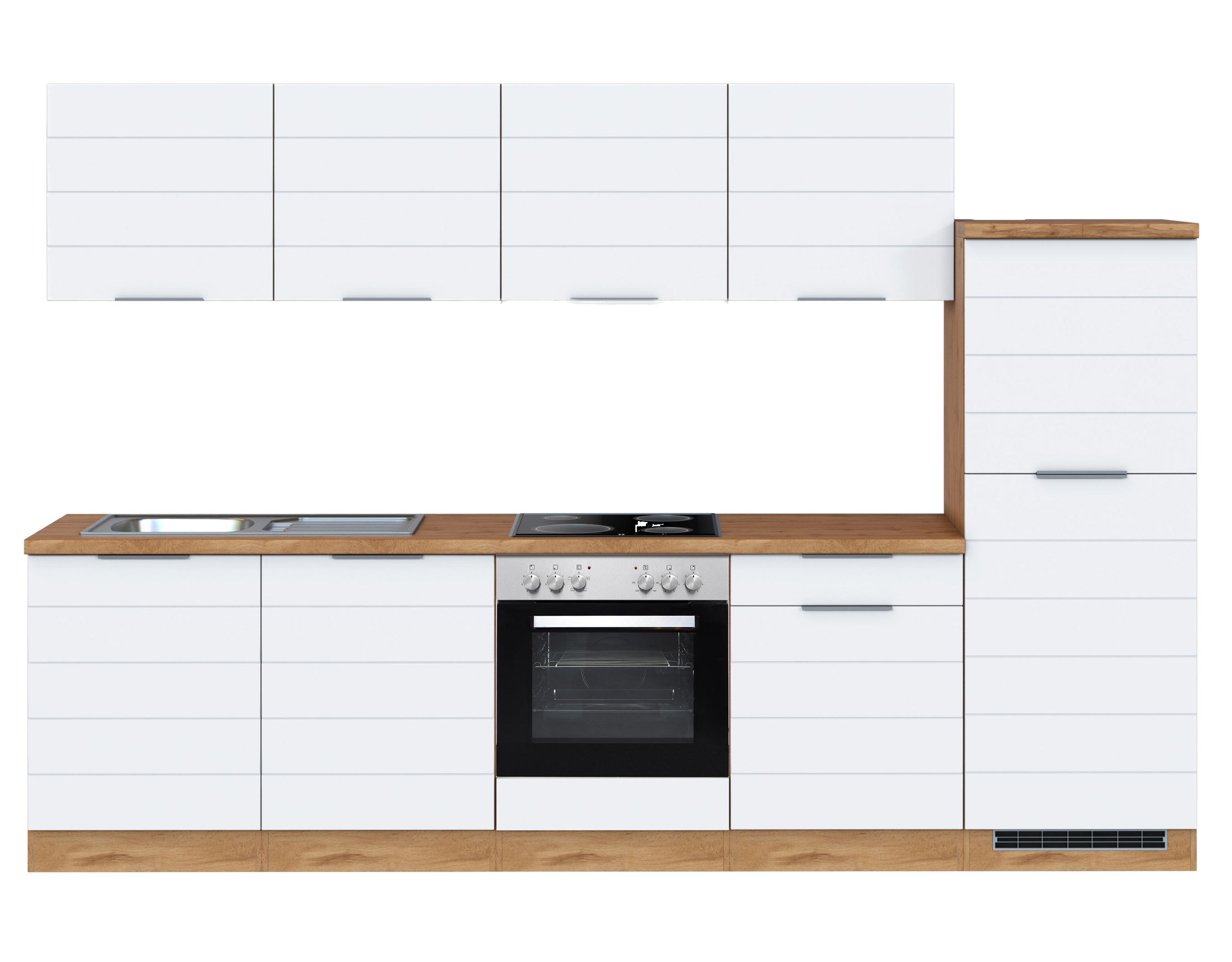HELD Küchenzeile »Bonn«, mit Elektrogeräten (300 cm, wotaneiche/ matt weiß)