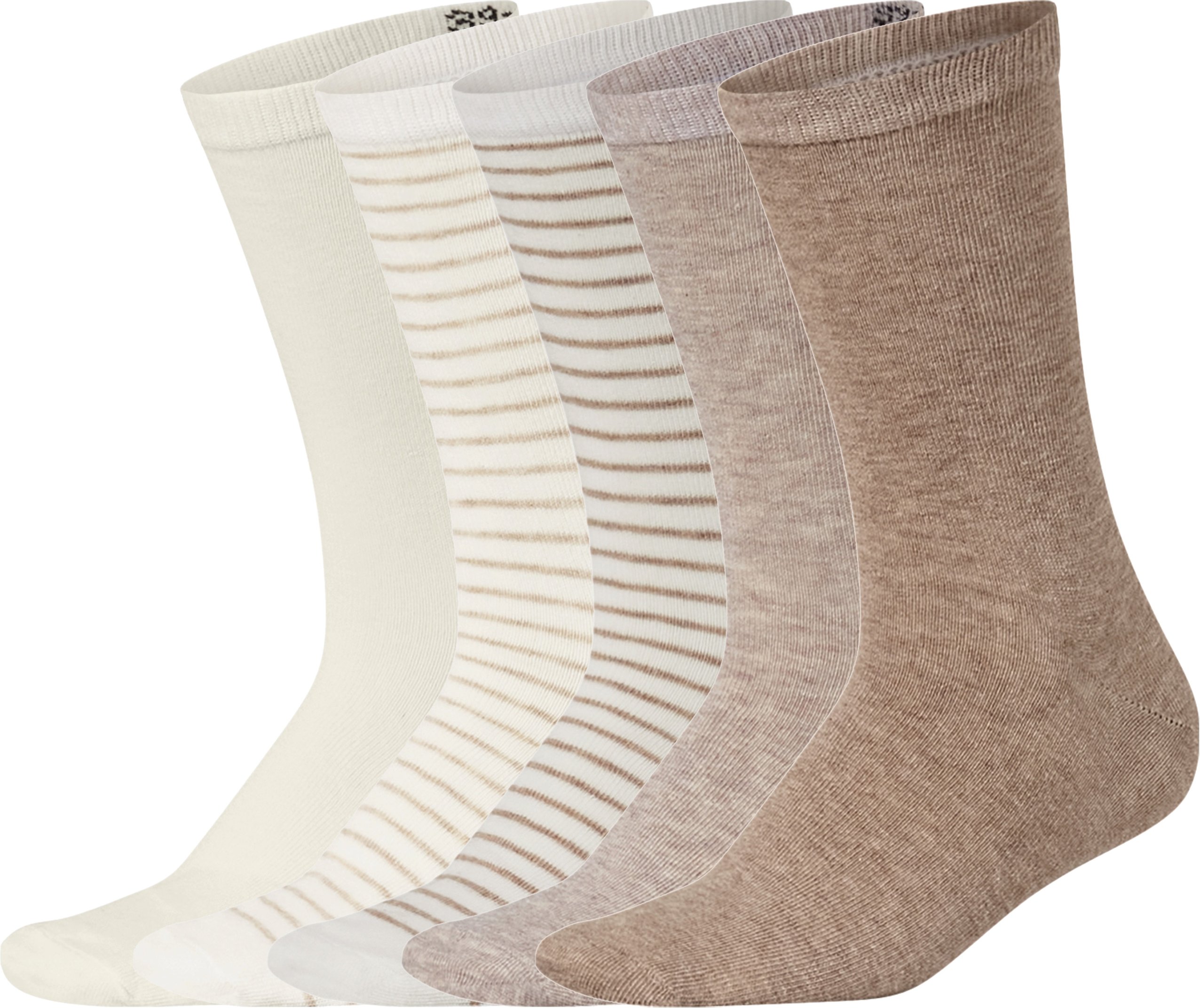 Thumbnail - esmara® Damen Socken, 5 Stück (creme/Streifen/beige/hellbeige, 39-42)