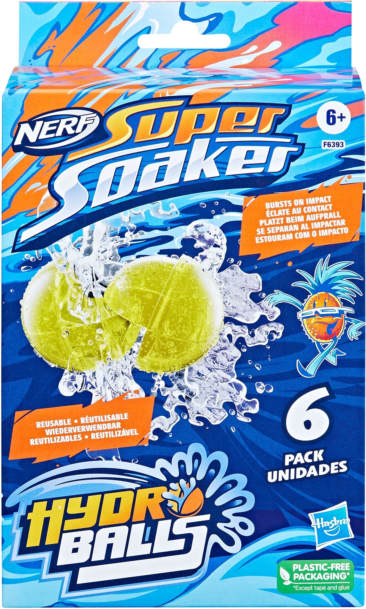 Nerf Super Soaker Hydro Balls, Wasserbomben, 6er-Pack, wiederverwendbar