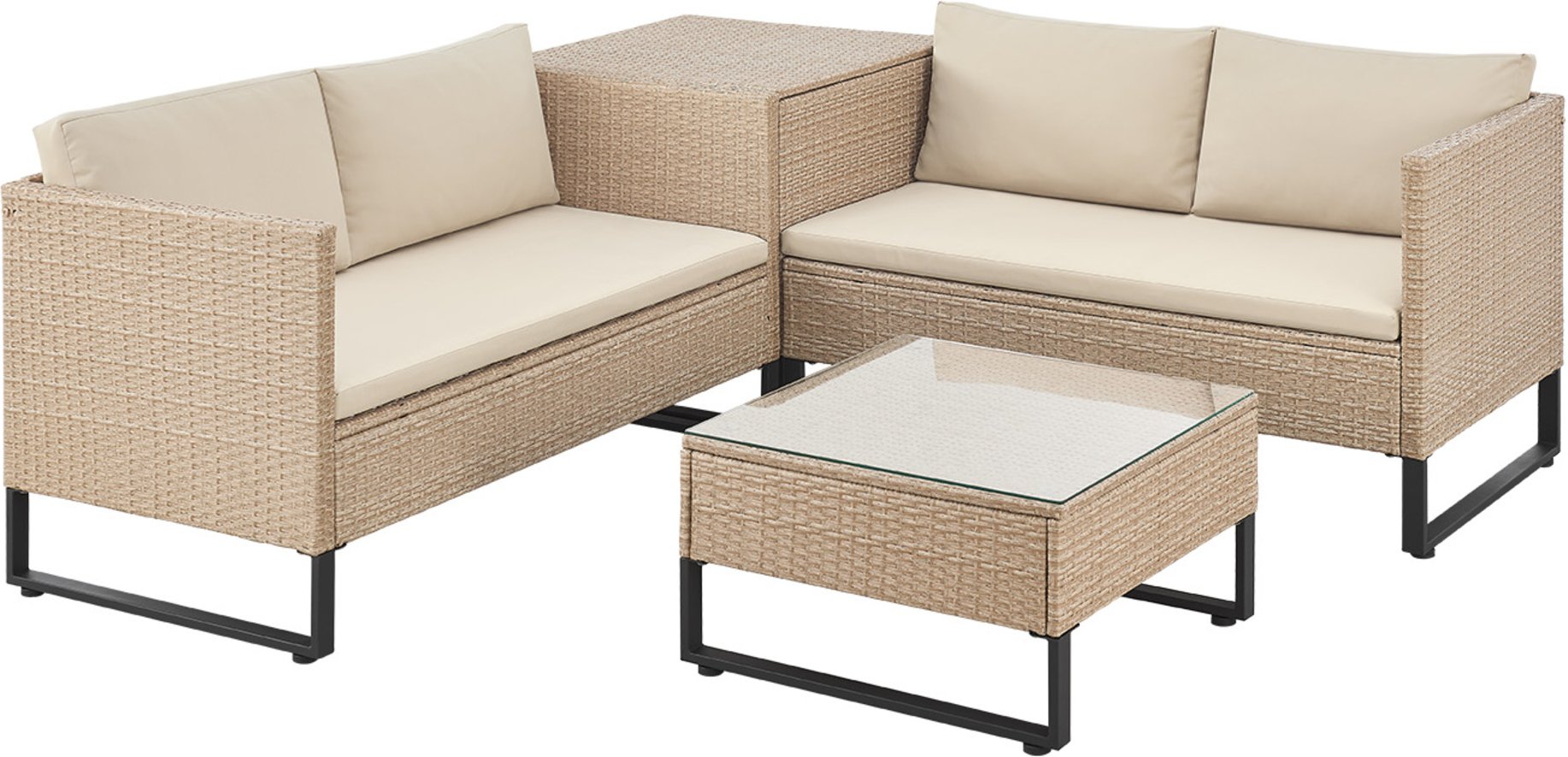 Juskys Polyrattan Lounge Santorini (creme/sand)
