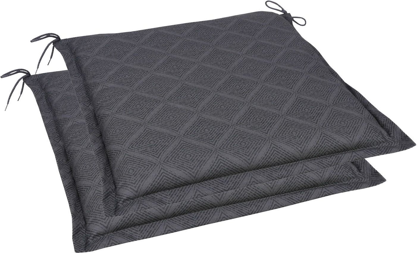 GO-DE Textil Gartenauflage Raute (2er Set Kissen 5 cm, Anthrazit)