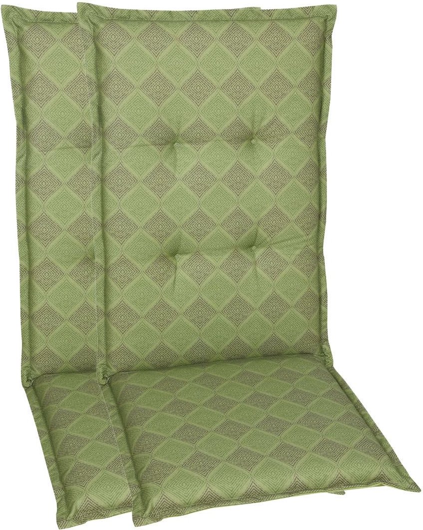 GO-DE Textil Gartenauflage Raute (2er Set Hochlehner, Grün)