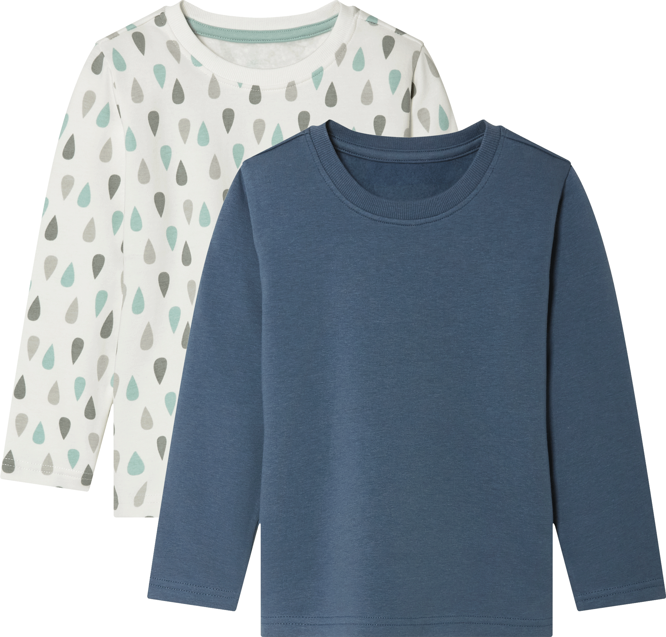 Thumbnail - lupilu® Kinder Thermo Sweatshirts, 2 Stück, mit hohem Baumwollanteil (Muster/grau/blau, 86/92)