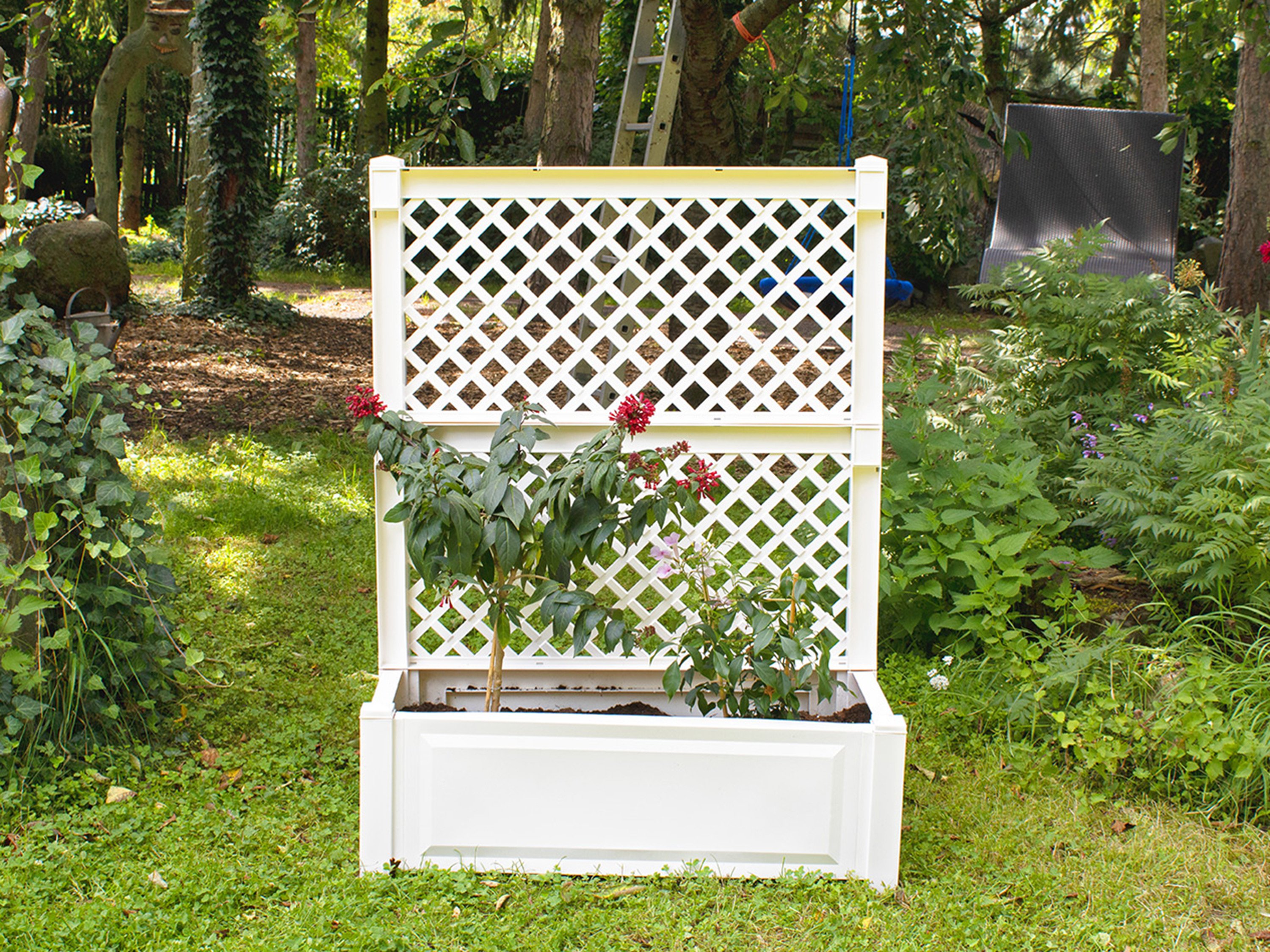 KHW Pflanzkasten groß mit Spalier 100 cm (Weiß)