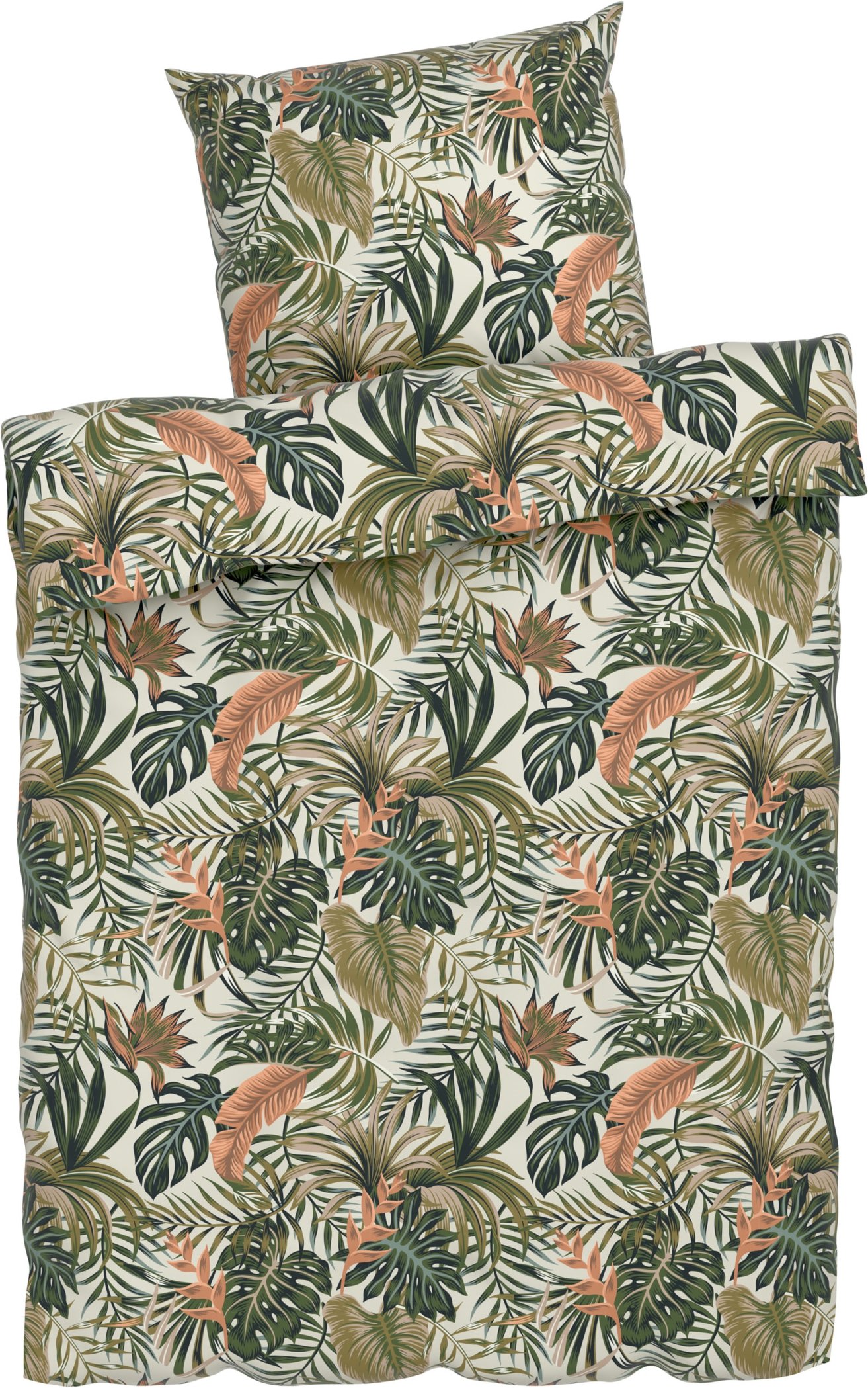 LIVARNO home Mikrofaser-Satin-Bettwäsche, atmungsaktiv, 155 x 220 cm (Palmen)