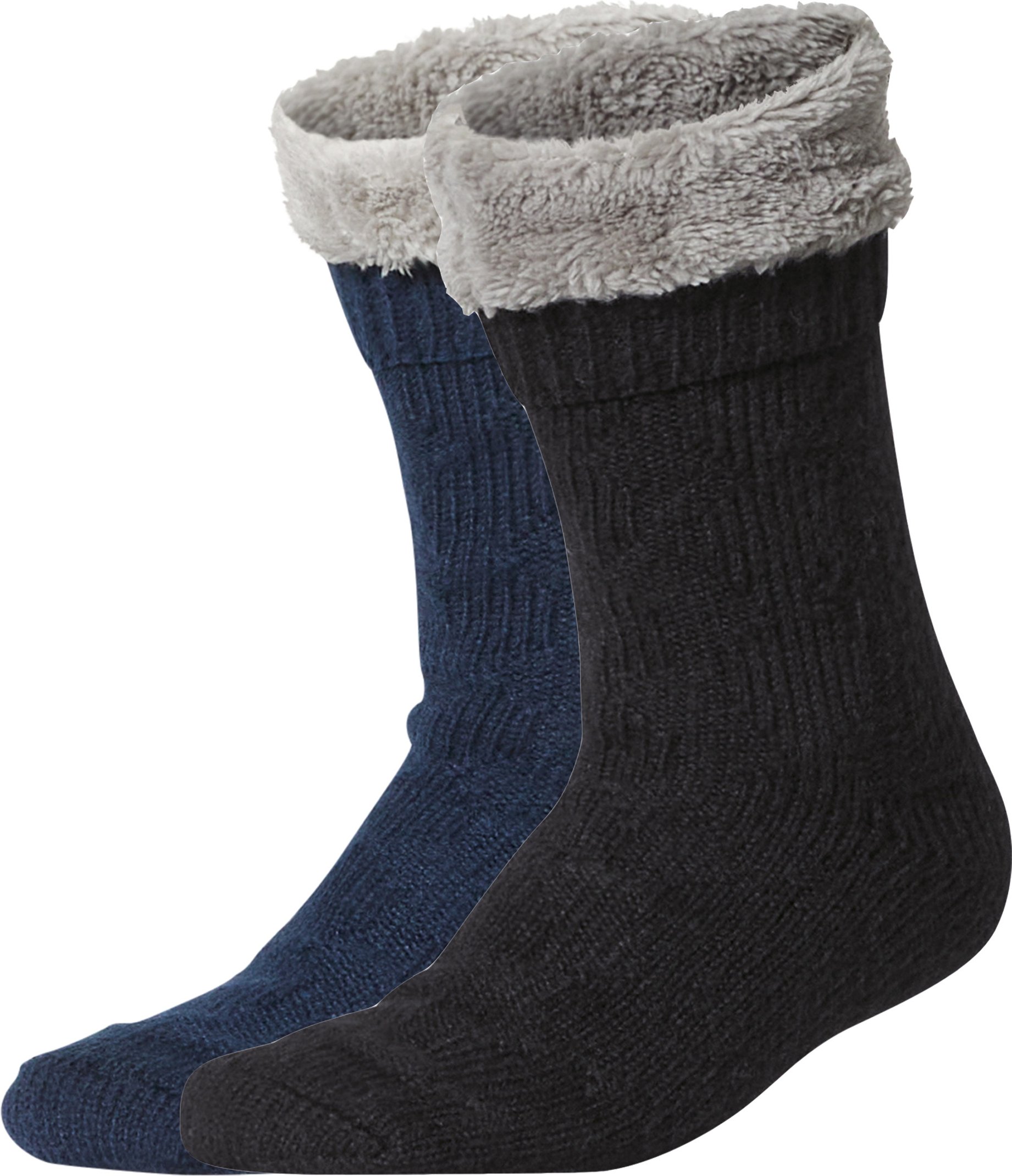Damen Kuschelsocken mit Teddyfutter 2er (schwarz/navy, 35-38)