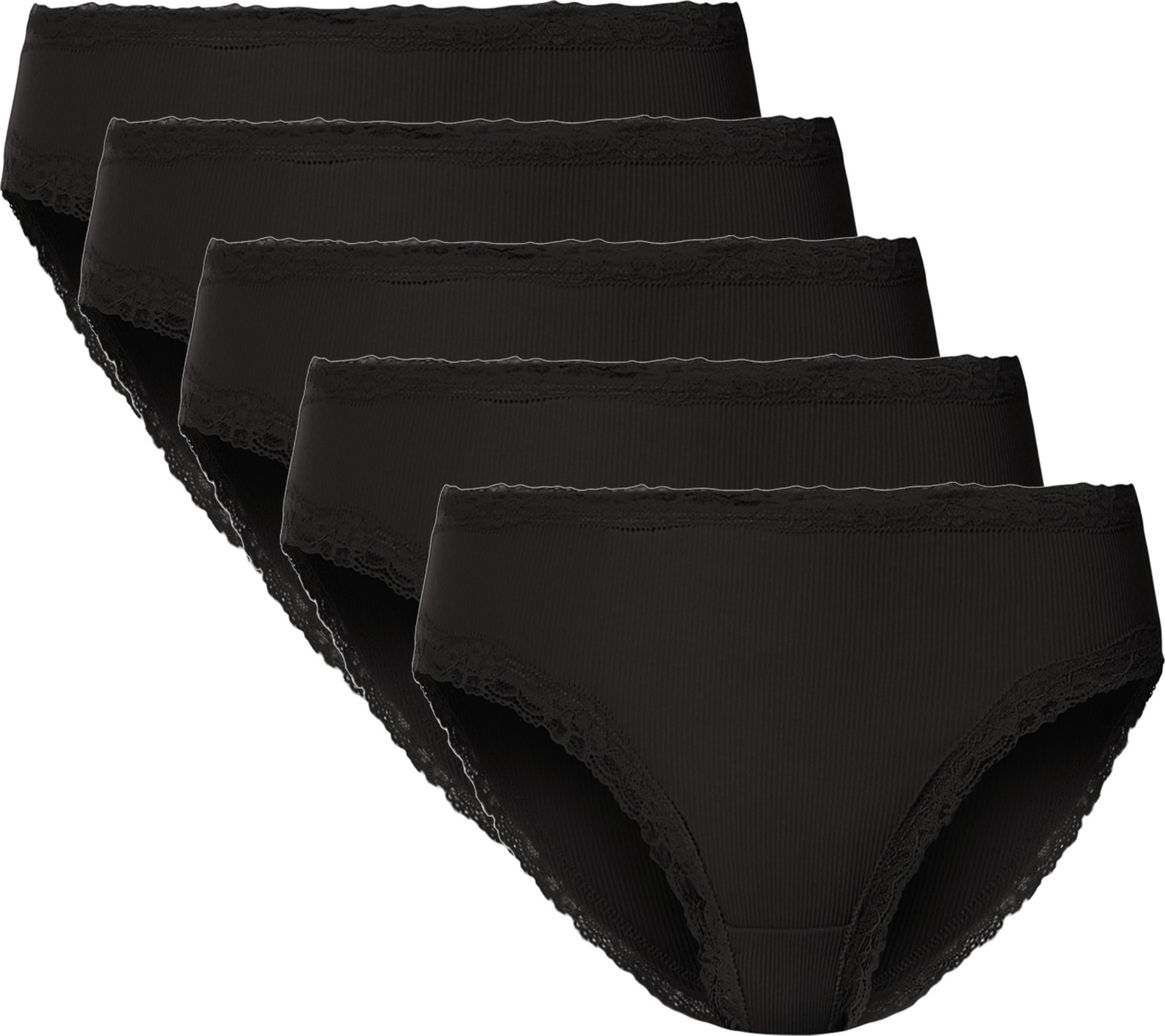 Thumbnail - esmara® Damen Slip Rippe mit Spitze 5er (Schwarz, XS(32/34))