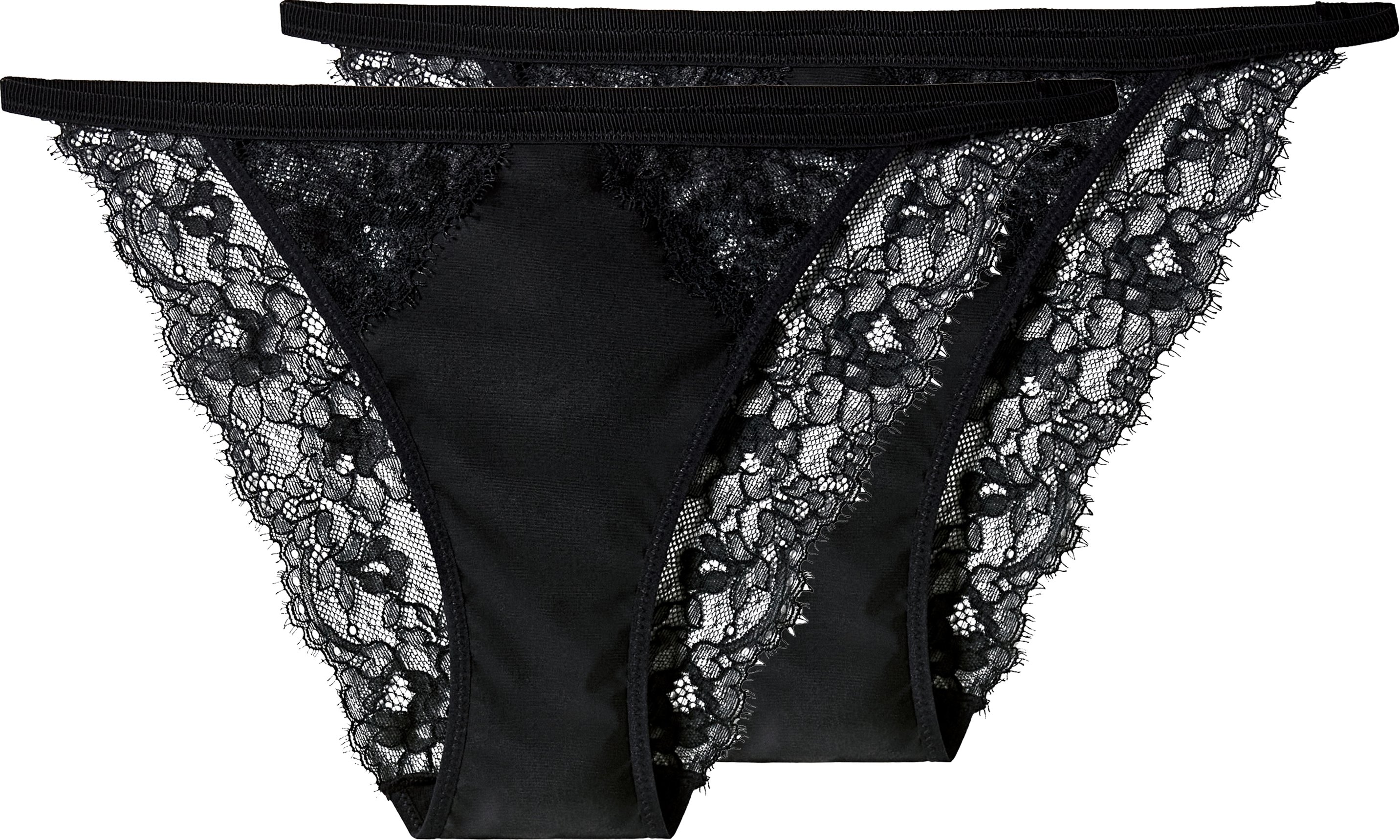 esmara® Damen Slips mit Spitze, 2 Stück (Schwarz, L(44/46))