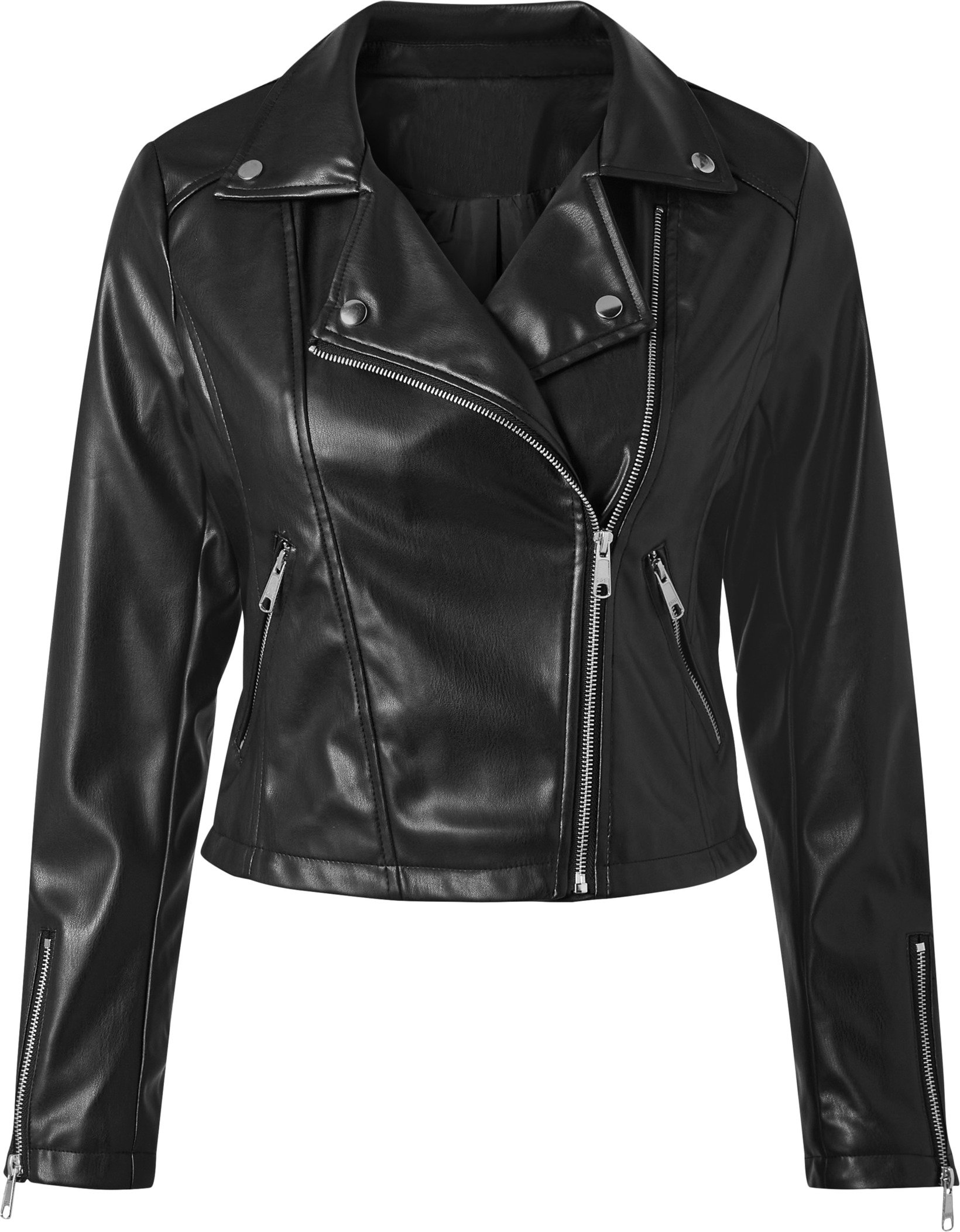 esmara® Damen Bikerjacke / Bomberjacke, in modischer Lederoptik (Schwarz, 34)