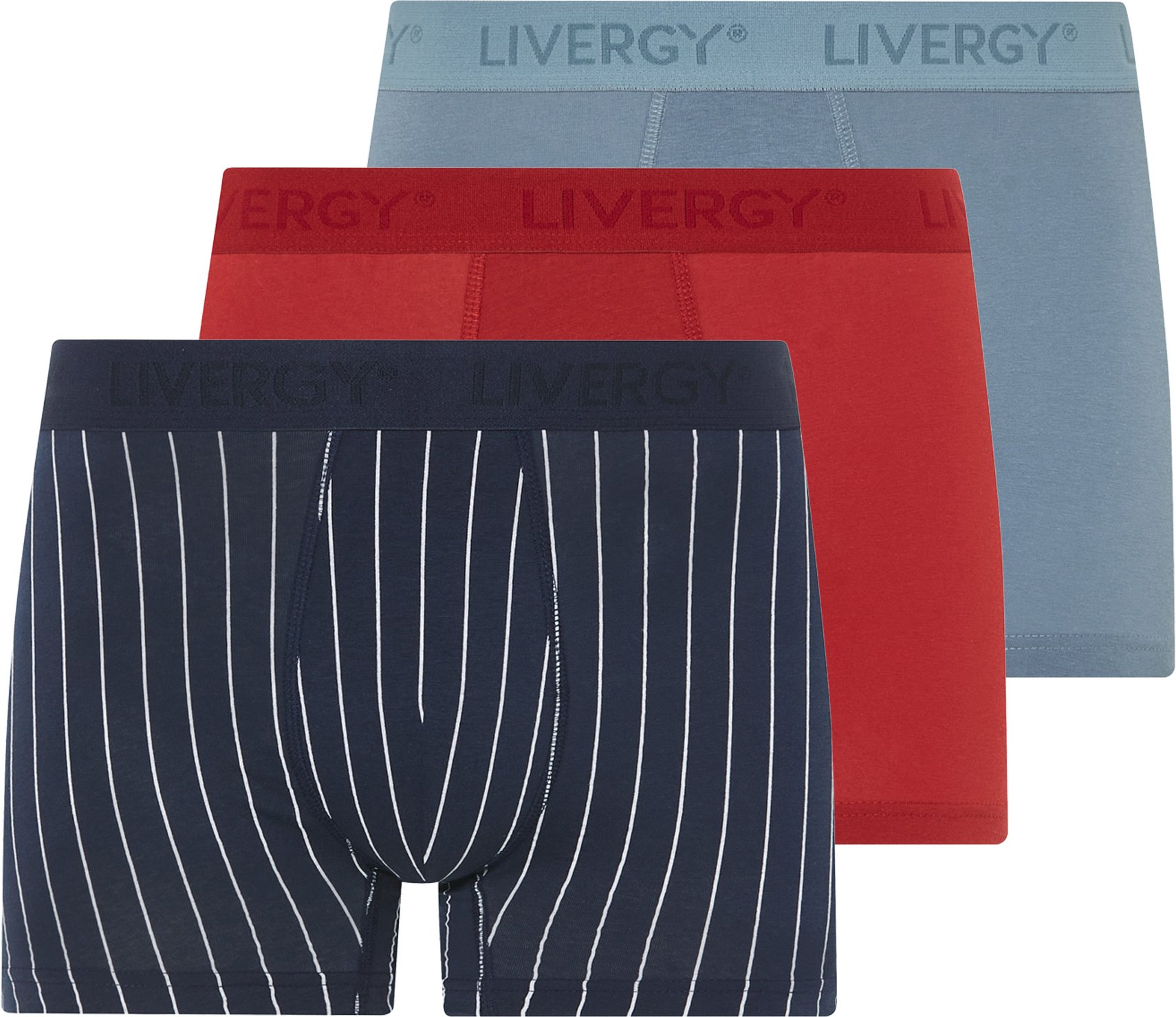LIVERGY® Herren Boxer, 3 Stück (navy/rot/blau, 5/M)