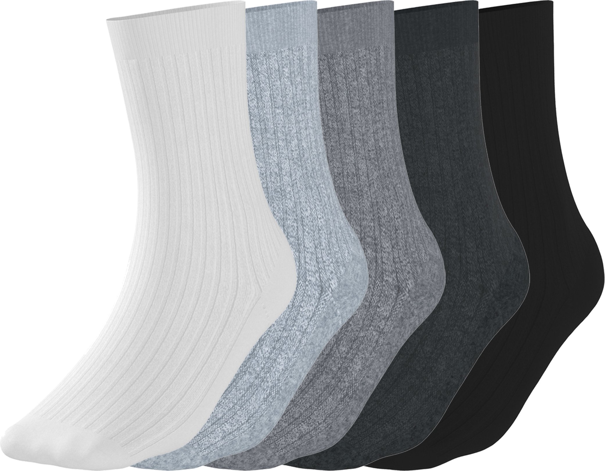 Thumbnail - esmara® Damen Gerippte Socken, 5 Paar (weiß/grau/schwarz, 39-42)