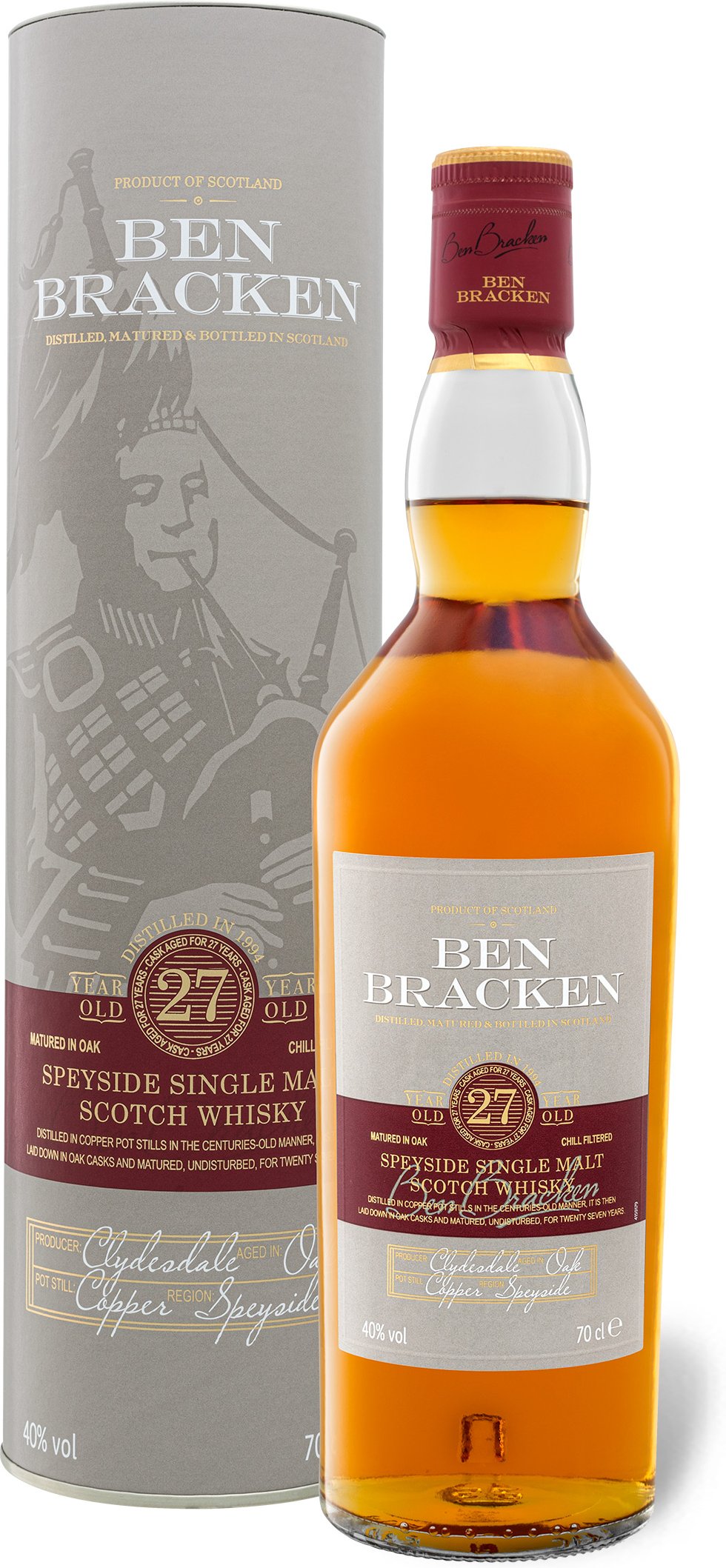 Ben Bracken Speyside Single Malt Scotch Whisky 27 Jahre mit Geschenkbox 40% Vol