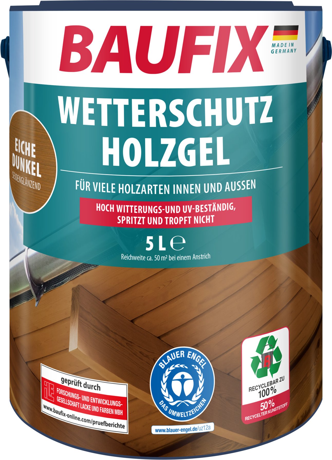BAUFIX Wetterschutz-Holzgel, 5 Liter (Eiche dunkel)